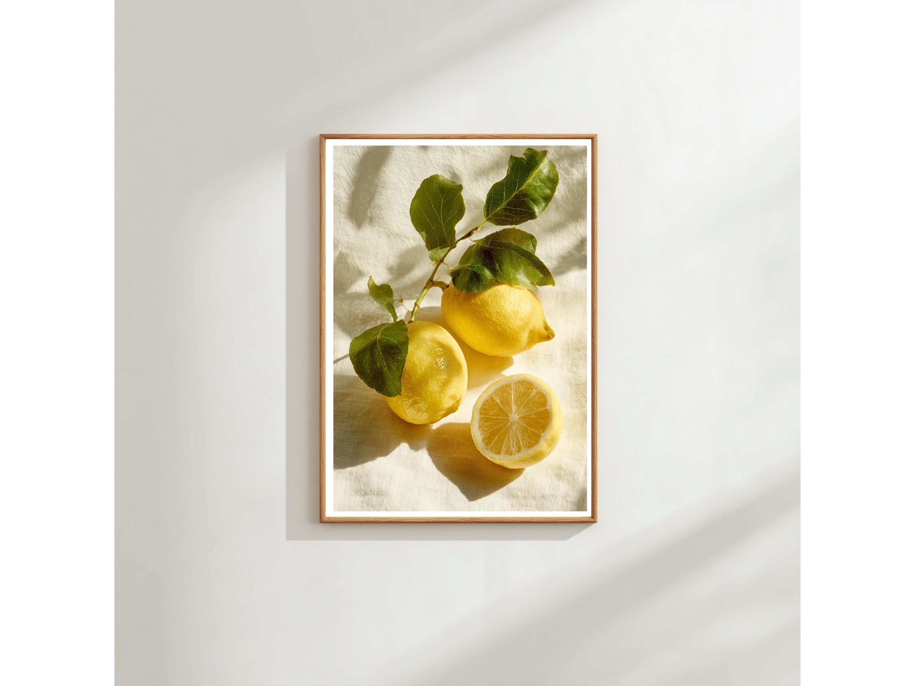 Rustic Lemon Wall Art Print: Mediterranean Citrus Kitchen Decor