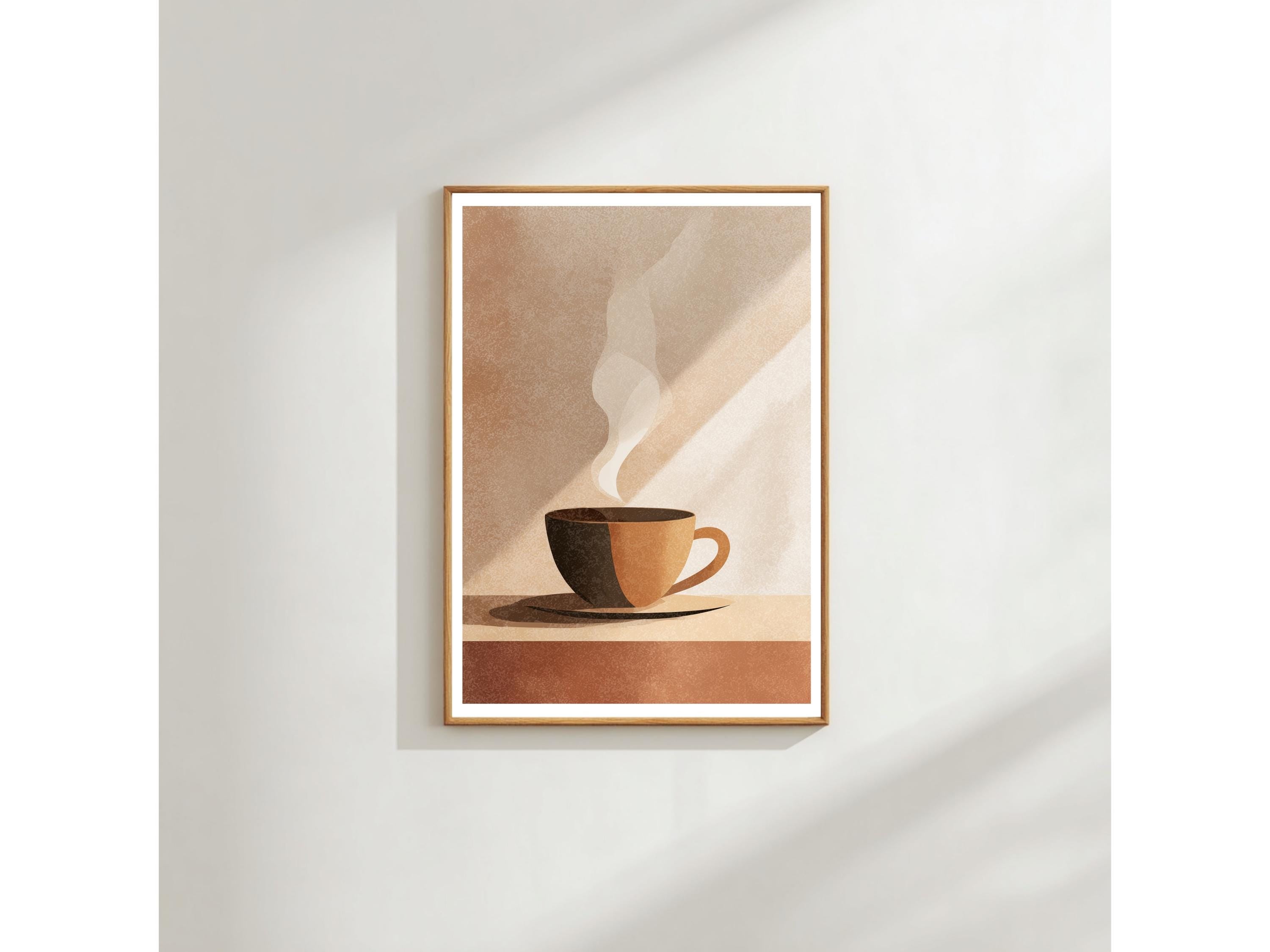 Minimalist Coffee Cup Wall Art Print, Neutral Scandinavian Design (A3 & A4)
