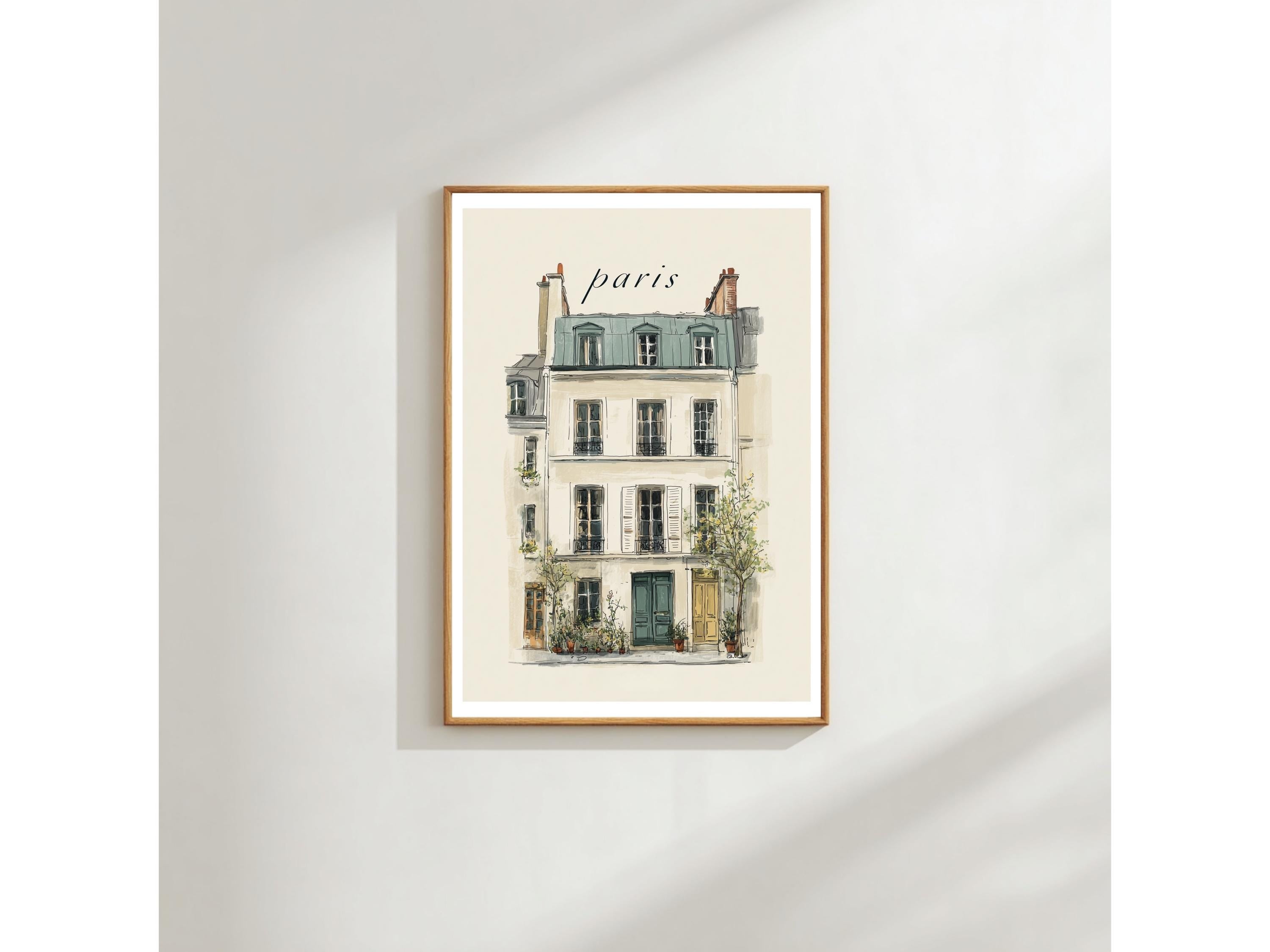 French Building Wall Art: Parisian Travel Decor - Vintage Style Print