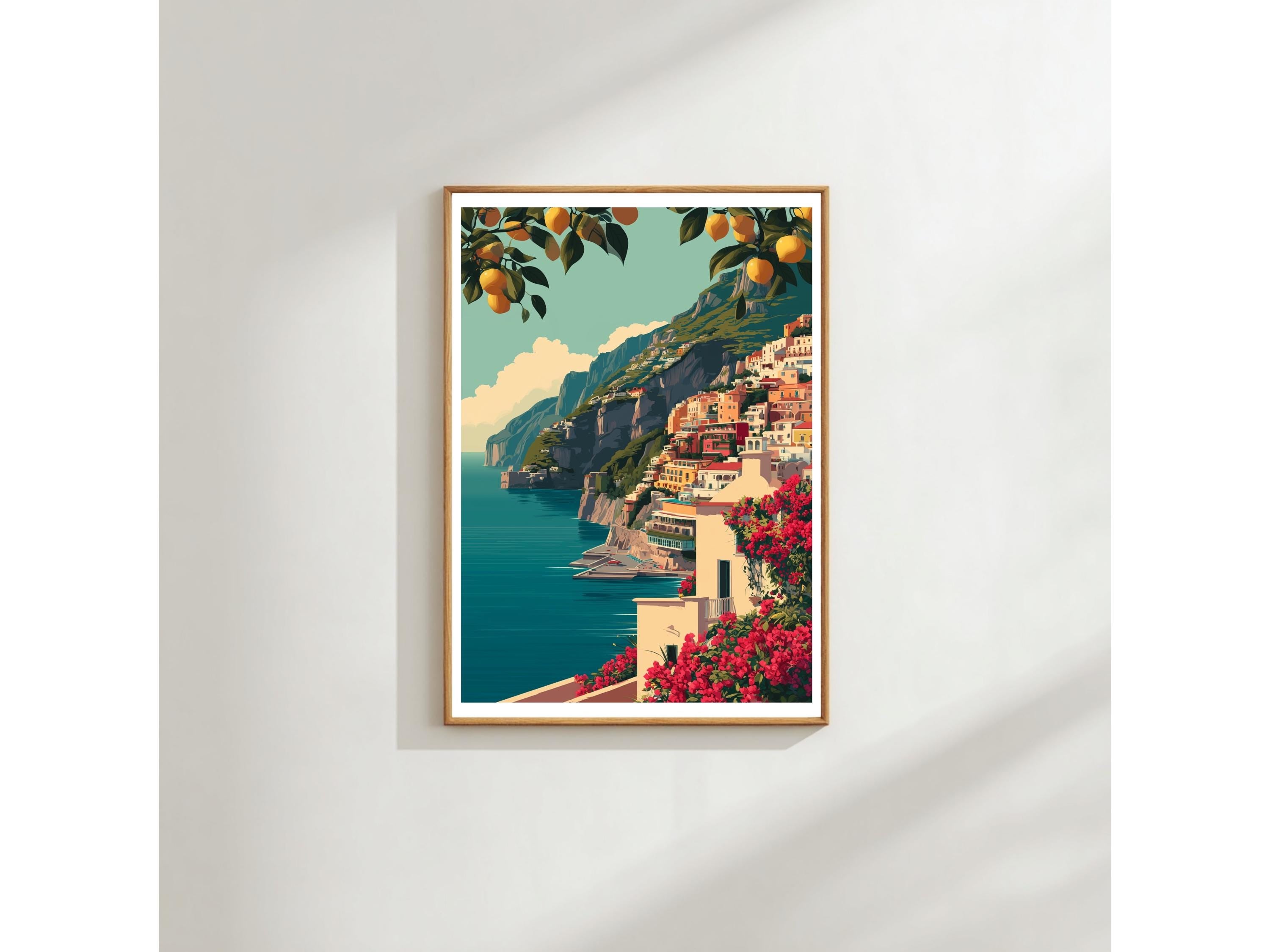 Lemon Tree Wall Art: Amalfi Coast Landscape (Coastal Summer Decor)