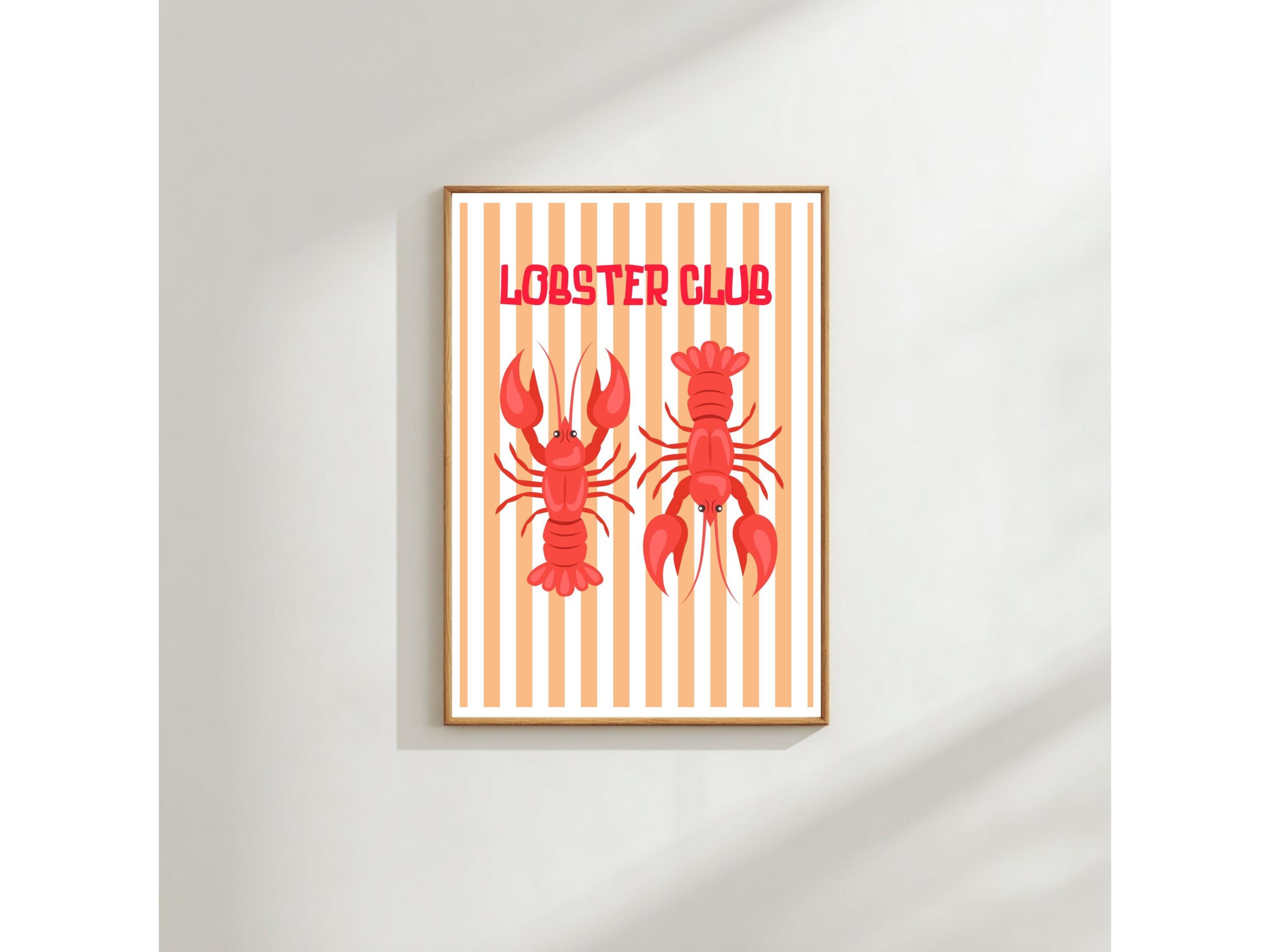 Lobster Club Poster: Nautical Coastal Kitchen Art (A3 or A4 Print)