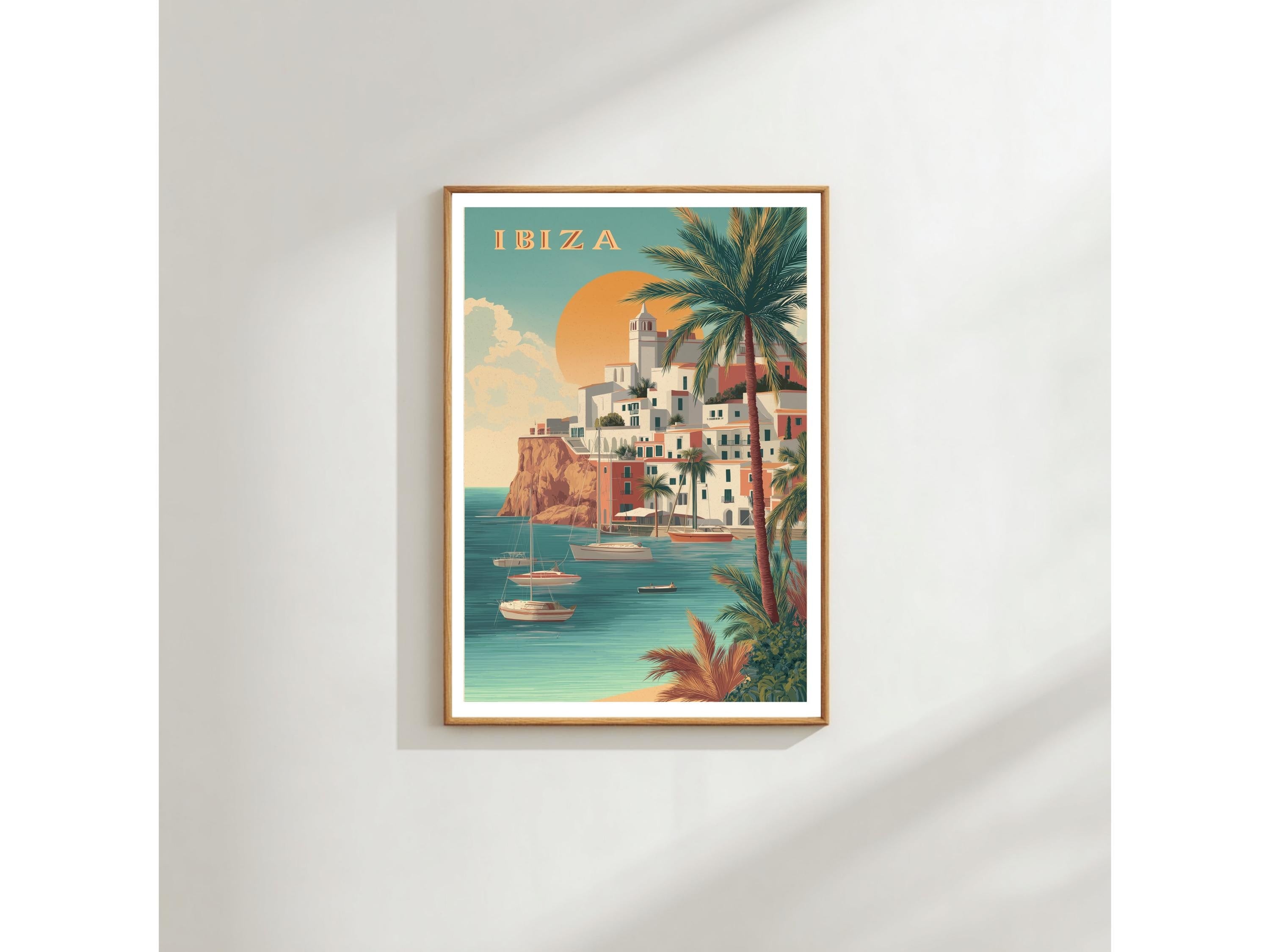 Ibiza Beach Wall Art - Mediterranean Retro Travel Poster