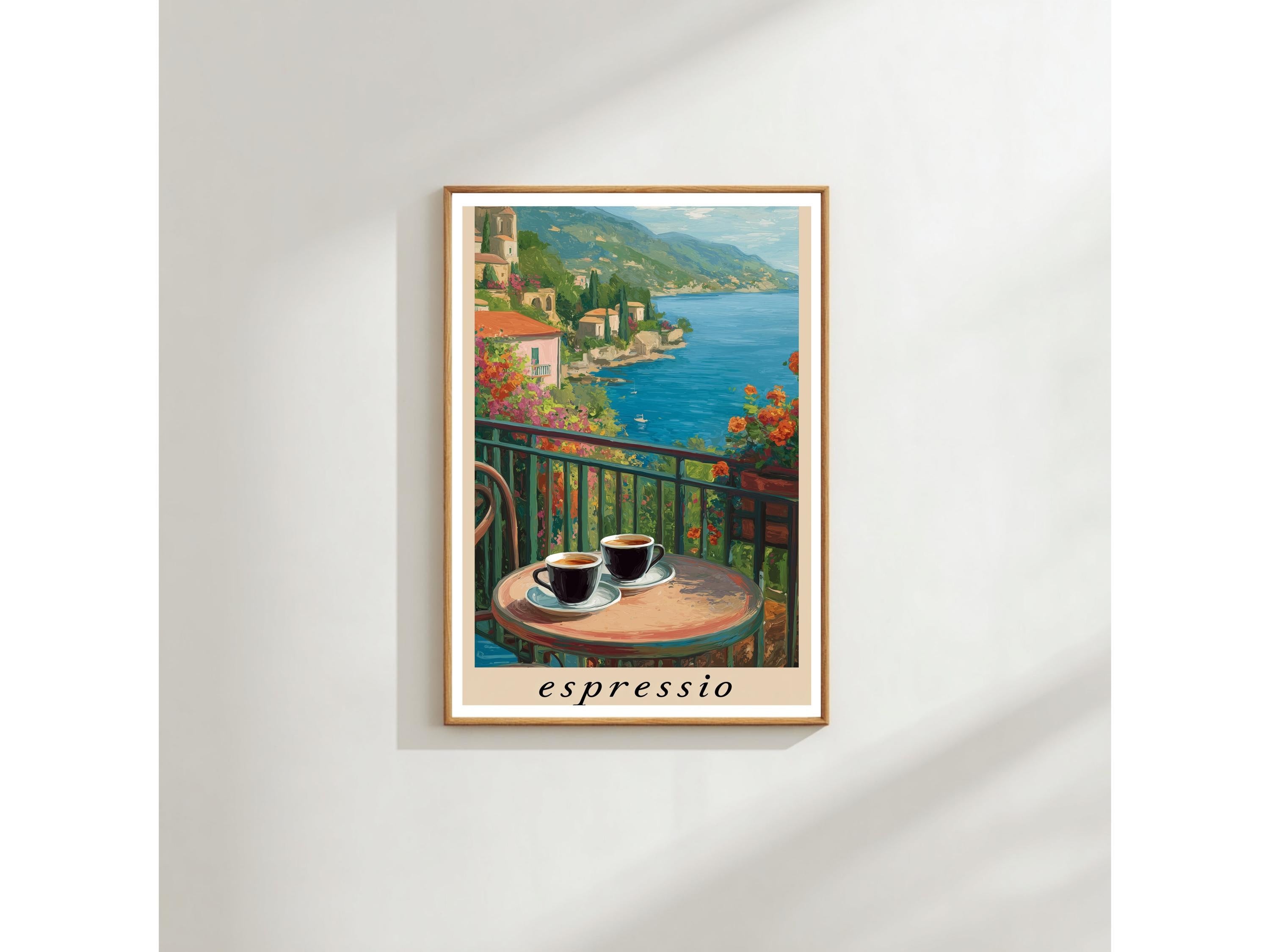 Espresso Balcony View Print - Italian Coffee and Mediterranean Vibes