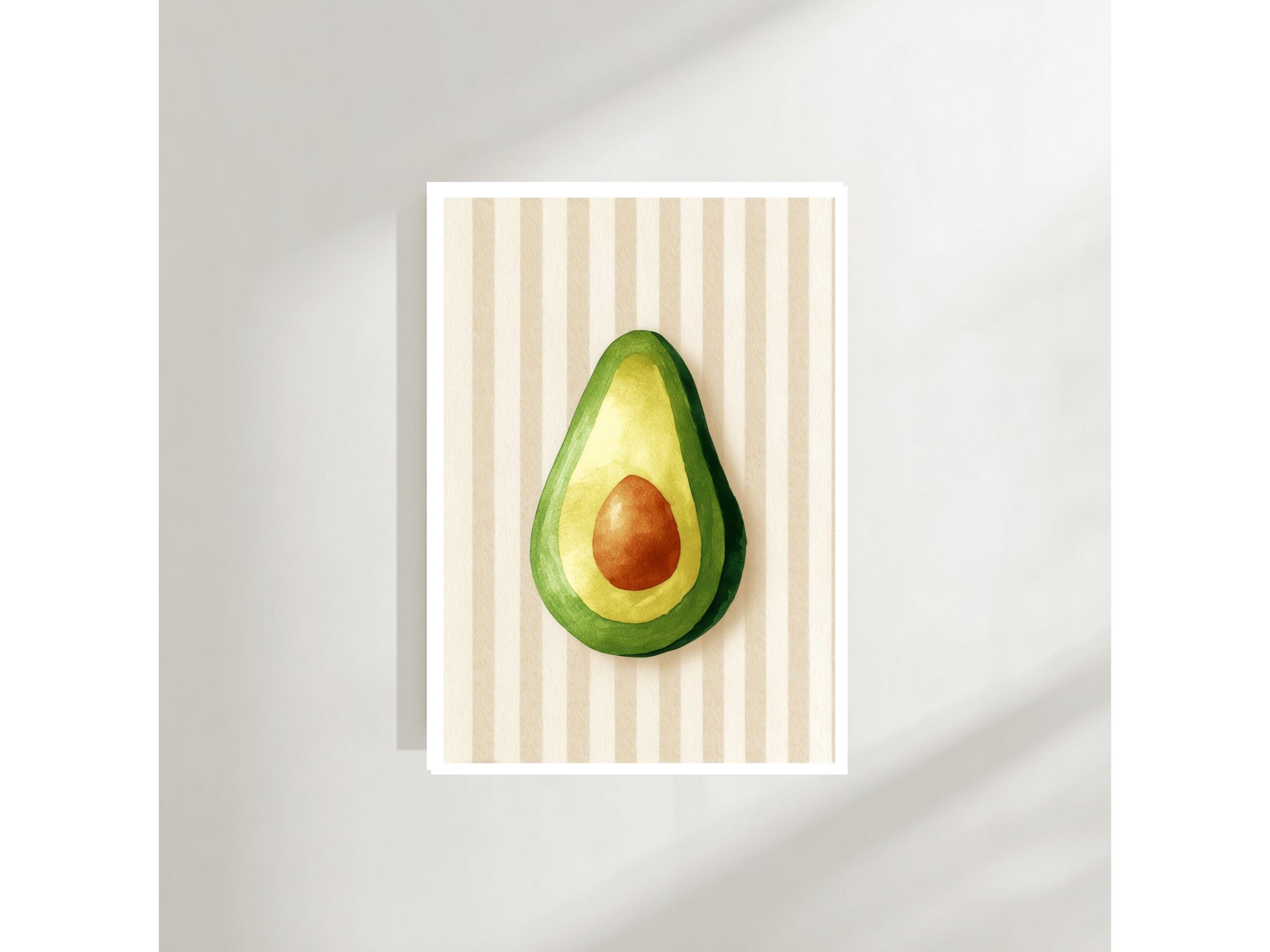 Avocado Wall Art Print: Minimalist Kitchen Decor, Modern Fruit Illustration