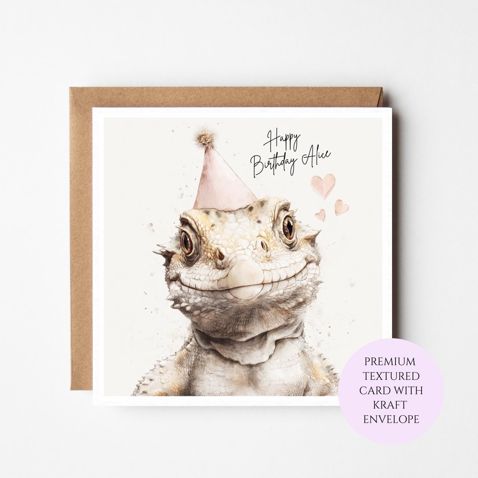 Personalised Reptile Birthday Card for Her – Cute Lizard Birthday for Sister Friend Mum Daughter