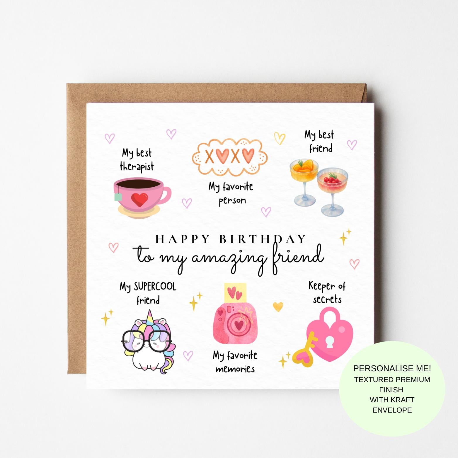 Birthday Card for Friend: Joyful Connection, Blank Inside, Cardstock