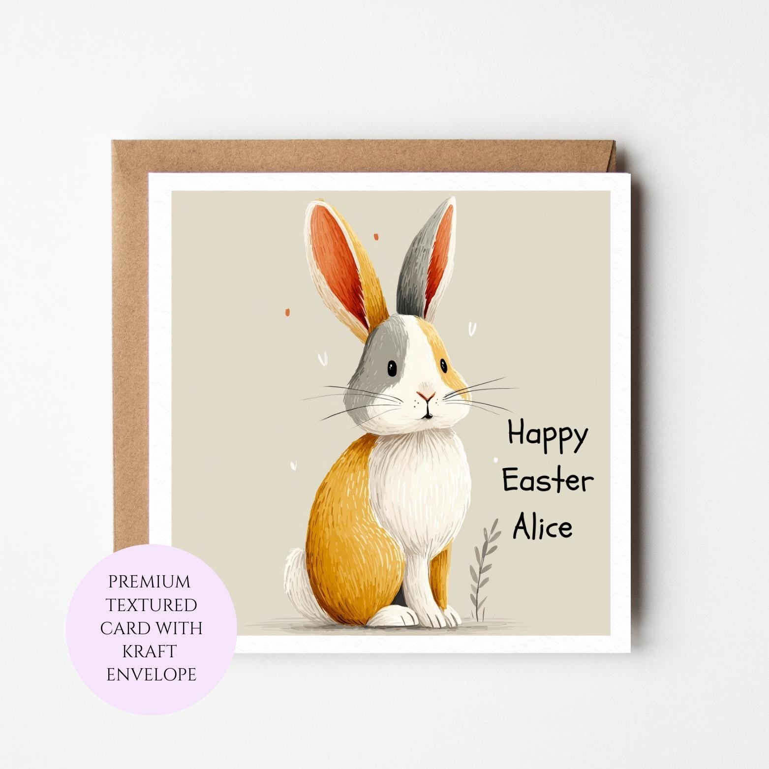 Personalised Colourful Bunny Easter Card