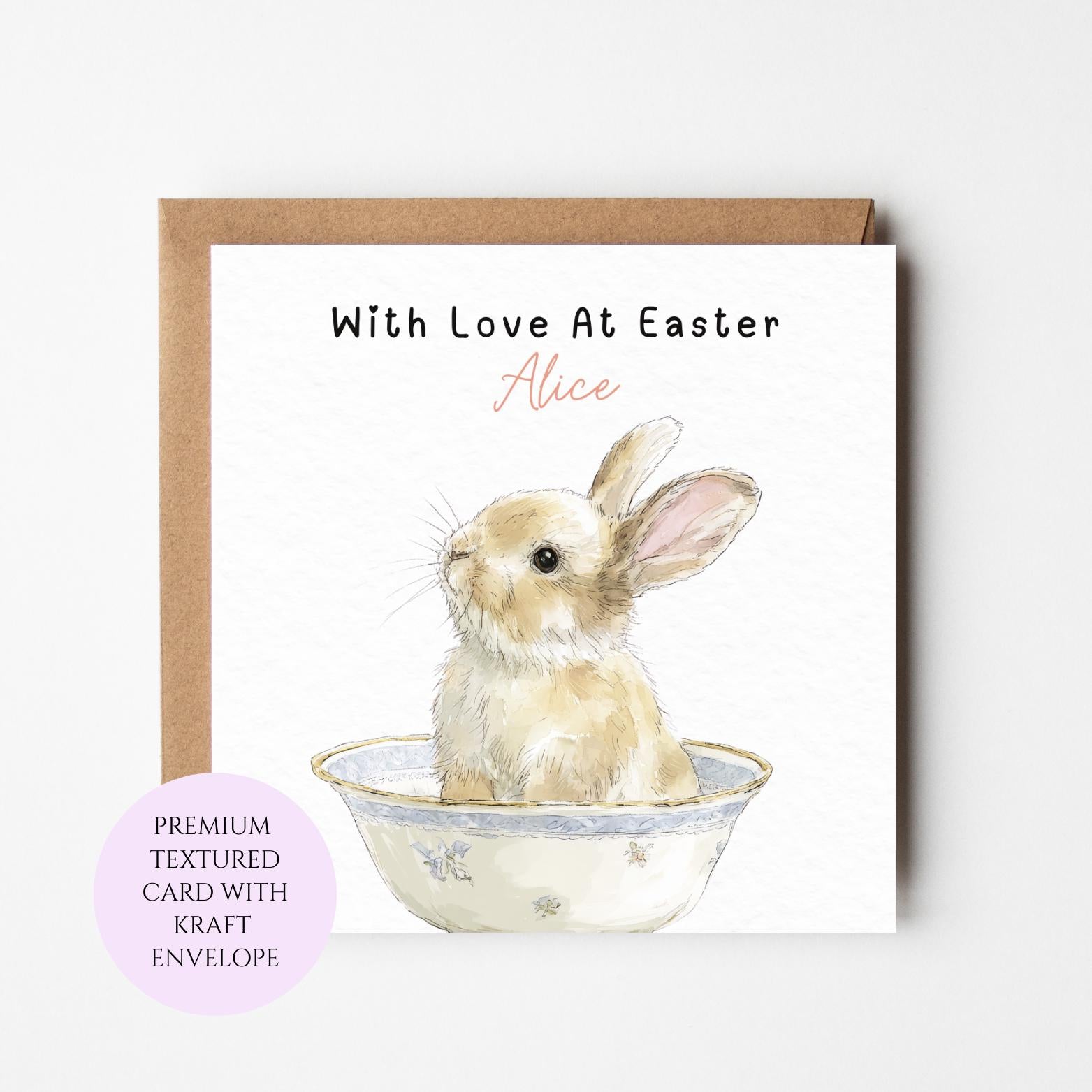 Personalised Easter Bunny Bowl Card