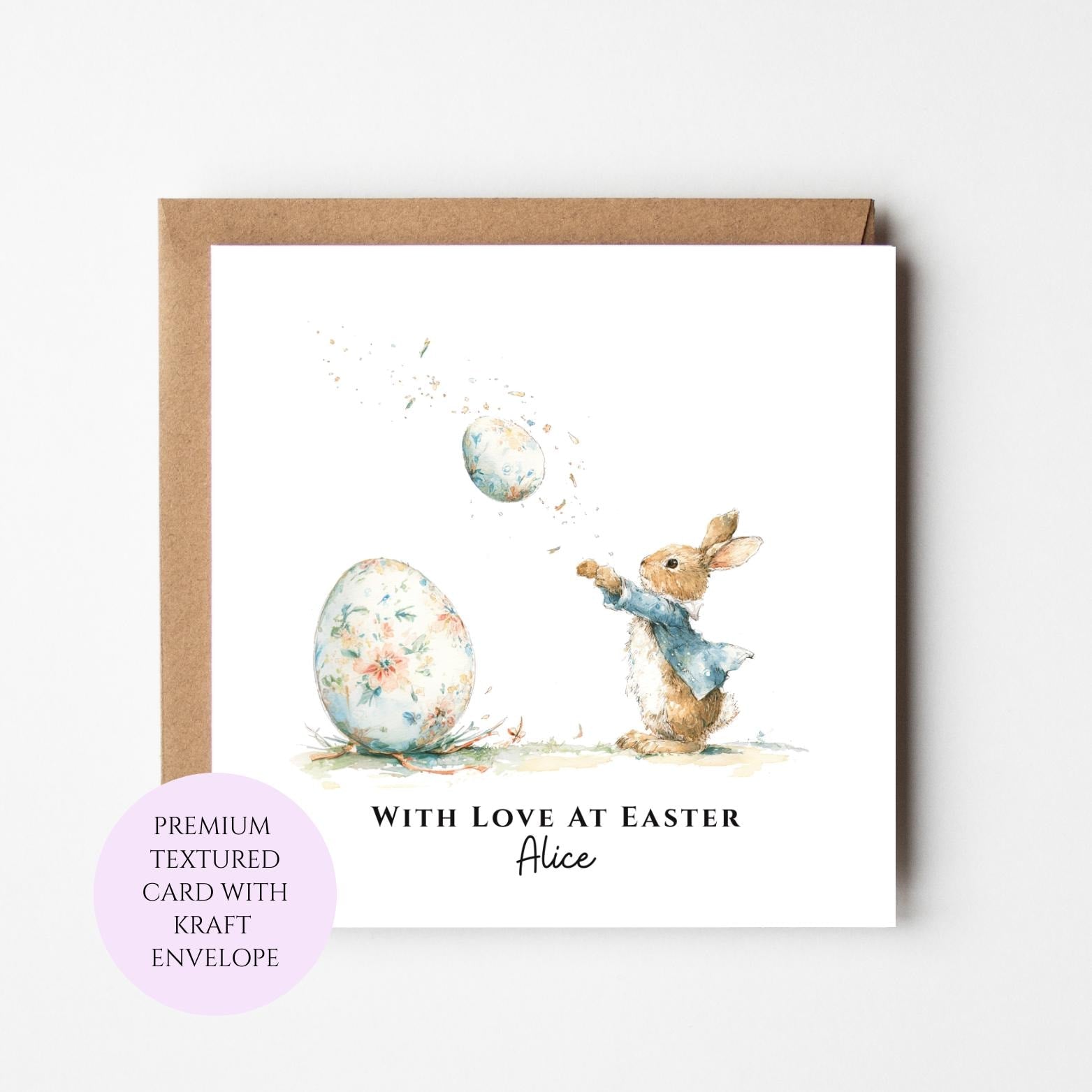 Personalised Bunny Tossing Easter Egg Card