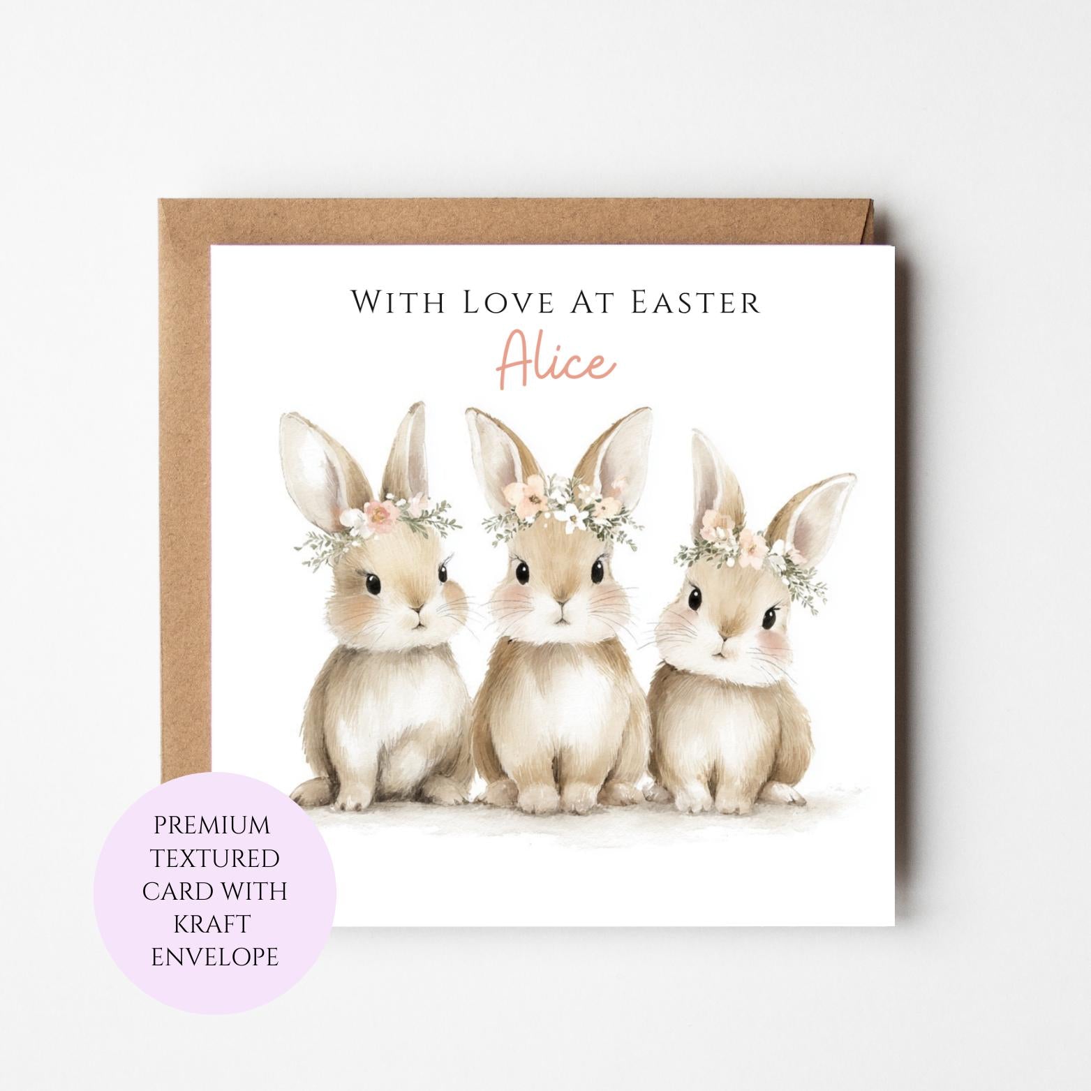 Personalised Three Bunny Easter Card