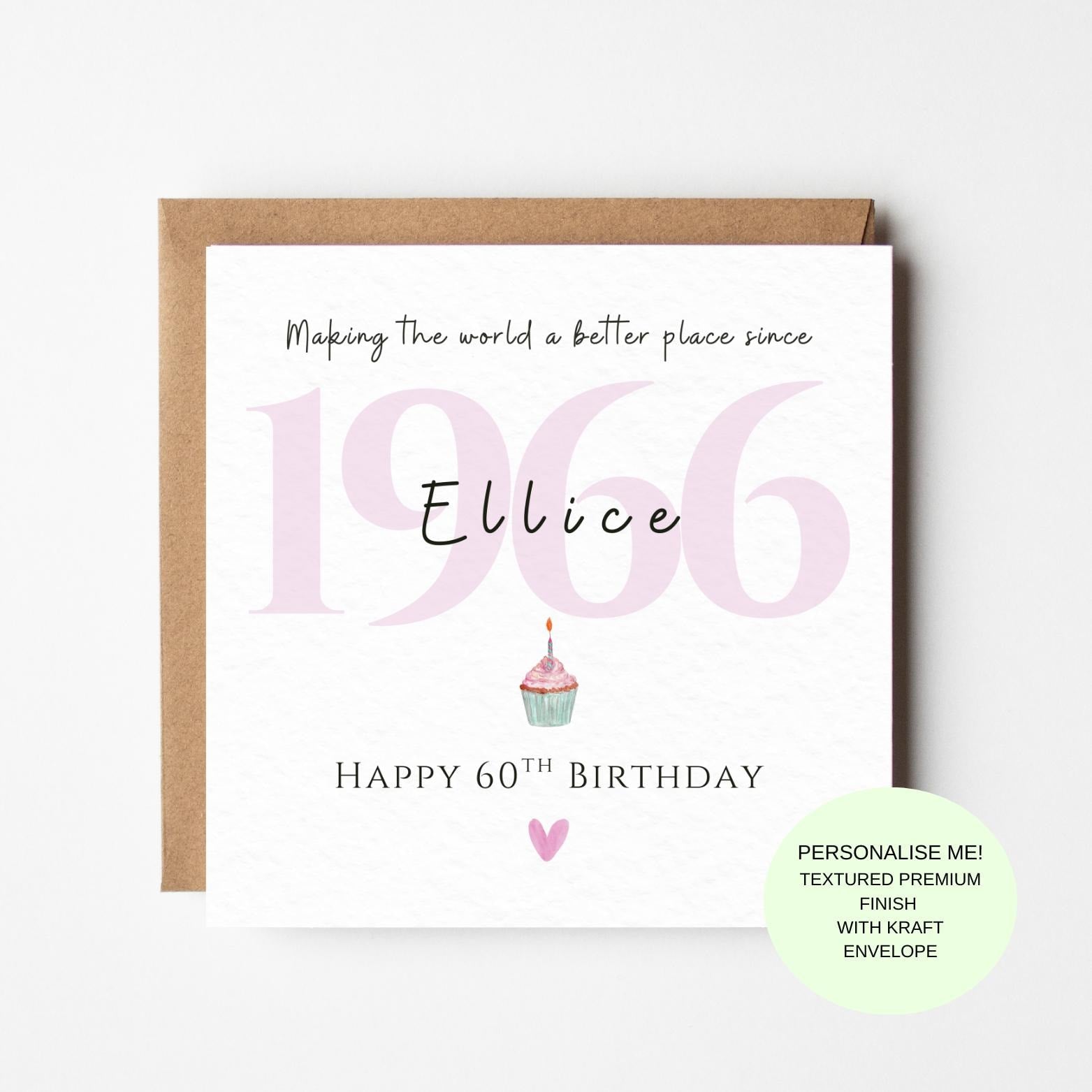 Personalised 1966 Birthday Card: Happy 60th, Vintage Year Celebration