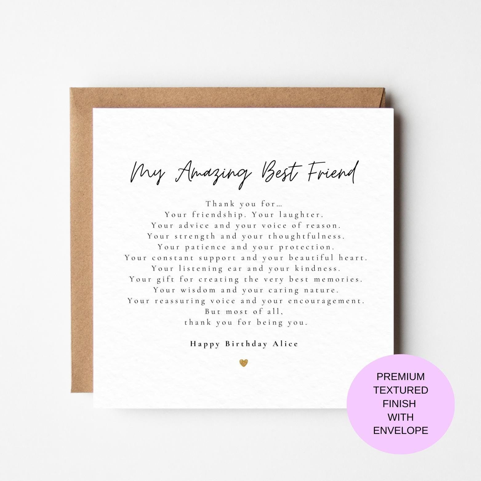 Friend Birthday Card – Sentimental Message, Textured Finish (Envelope Included)