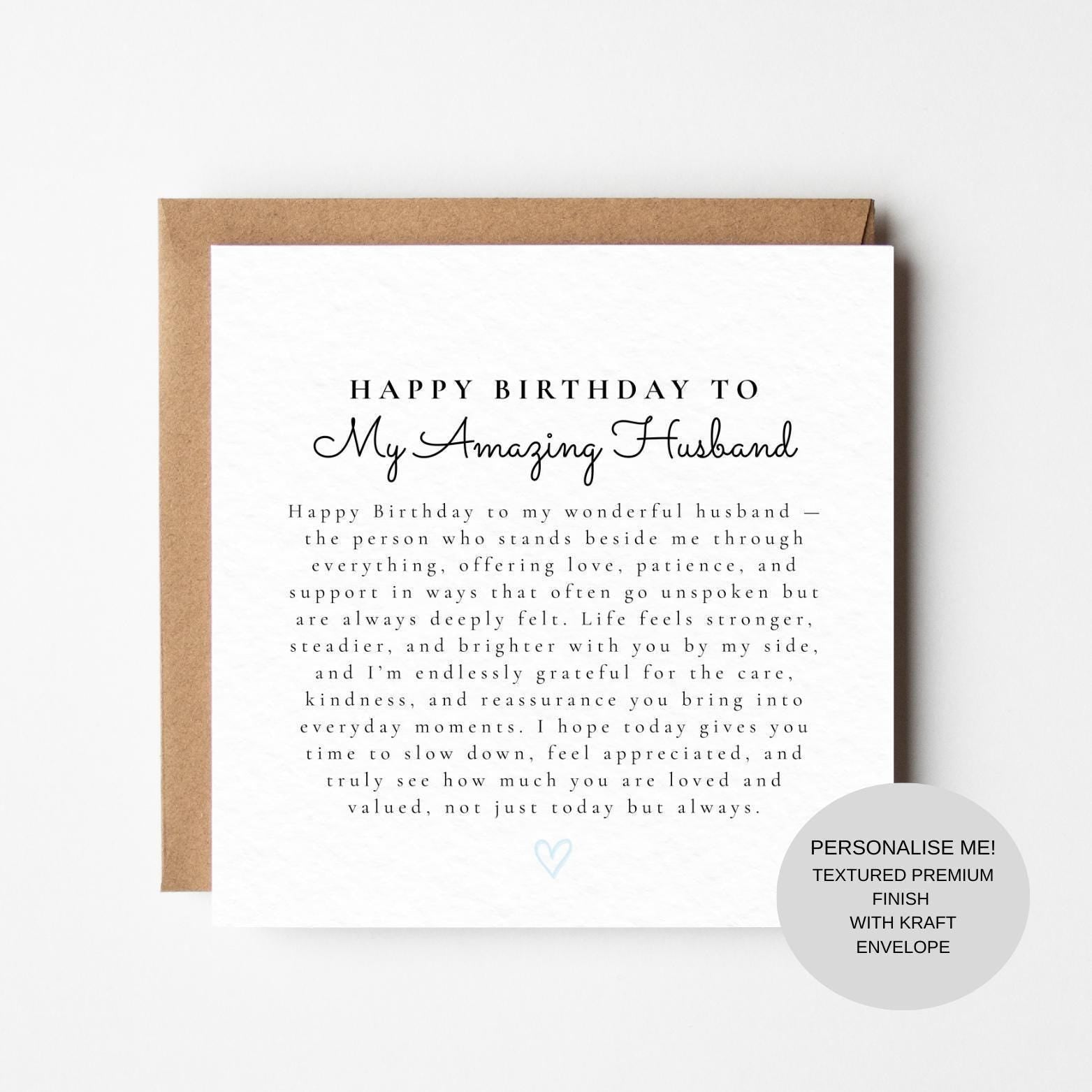 Special Birthday Card for Husband | Meaningful Romantic Message | Love Keepsake Card