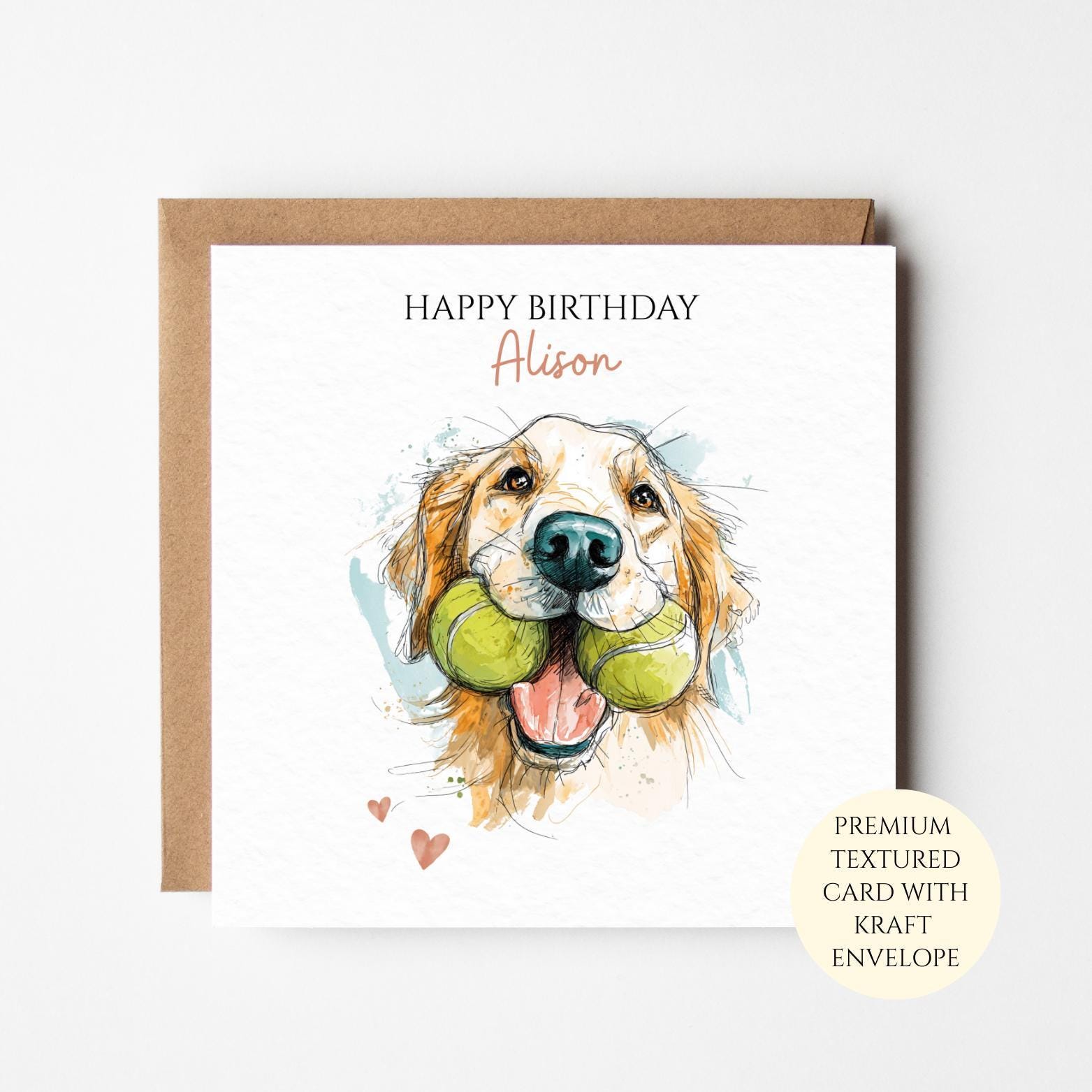Personalised Golden Retriever Birthday Card for Dog Lover, Friend Gift