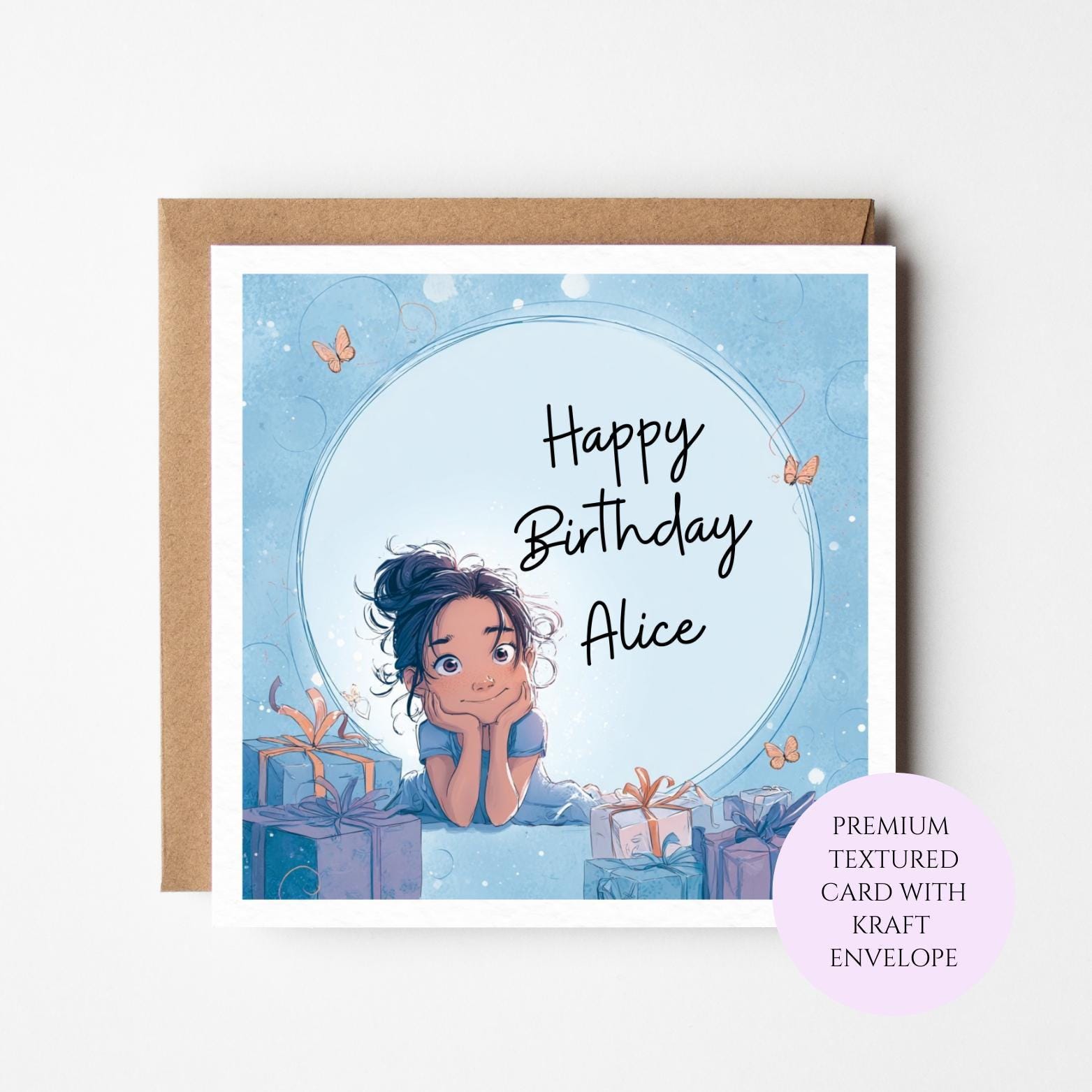 Whimsical Girl Birthday Card: Illustrated Daughter, Sister, Friend Greeting