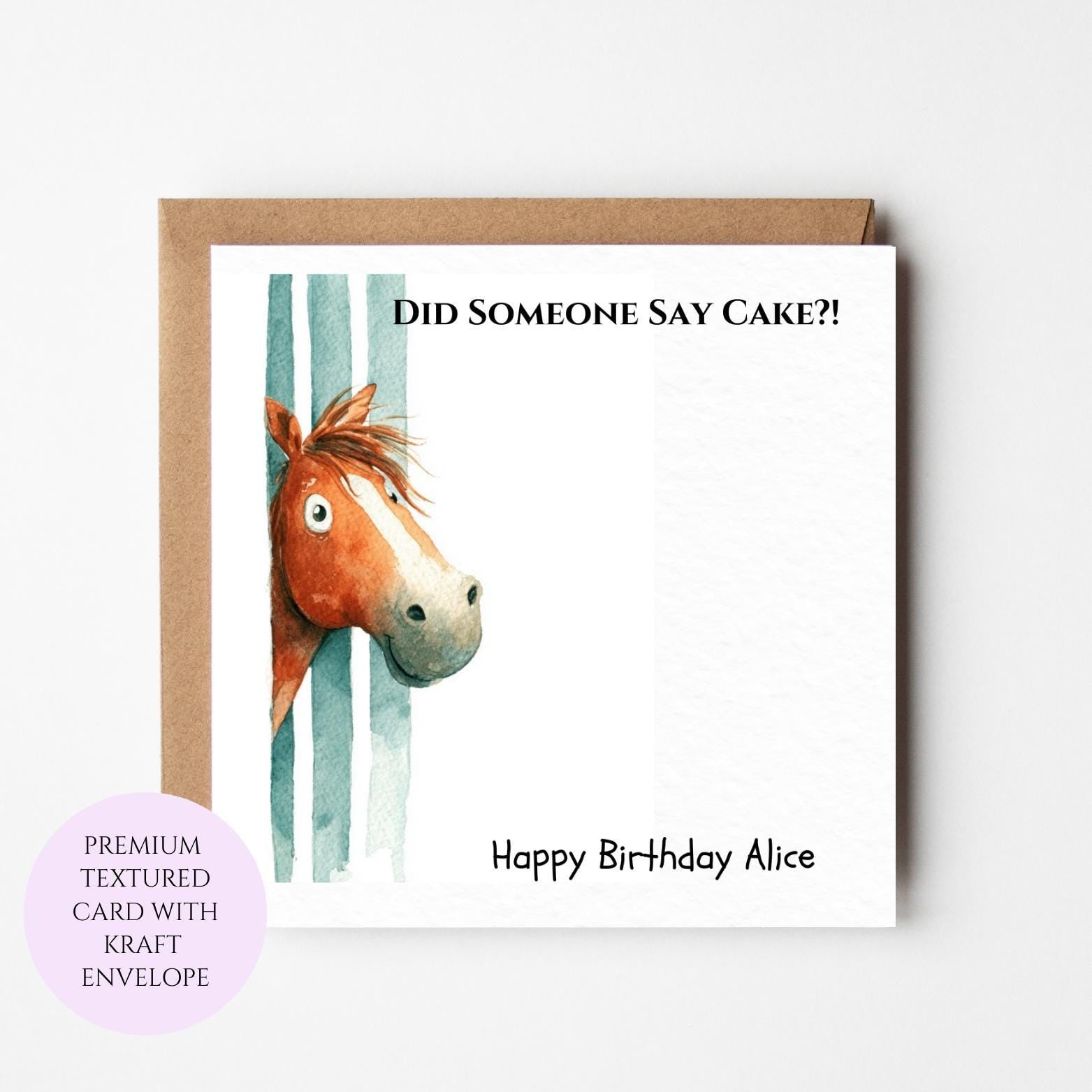 Funny Horse Birthday Card: Did Someone Say Cake?! Horse Lover Greeting