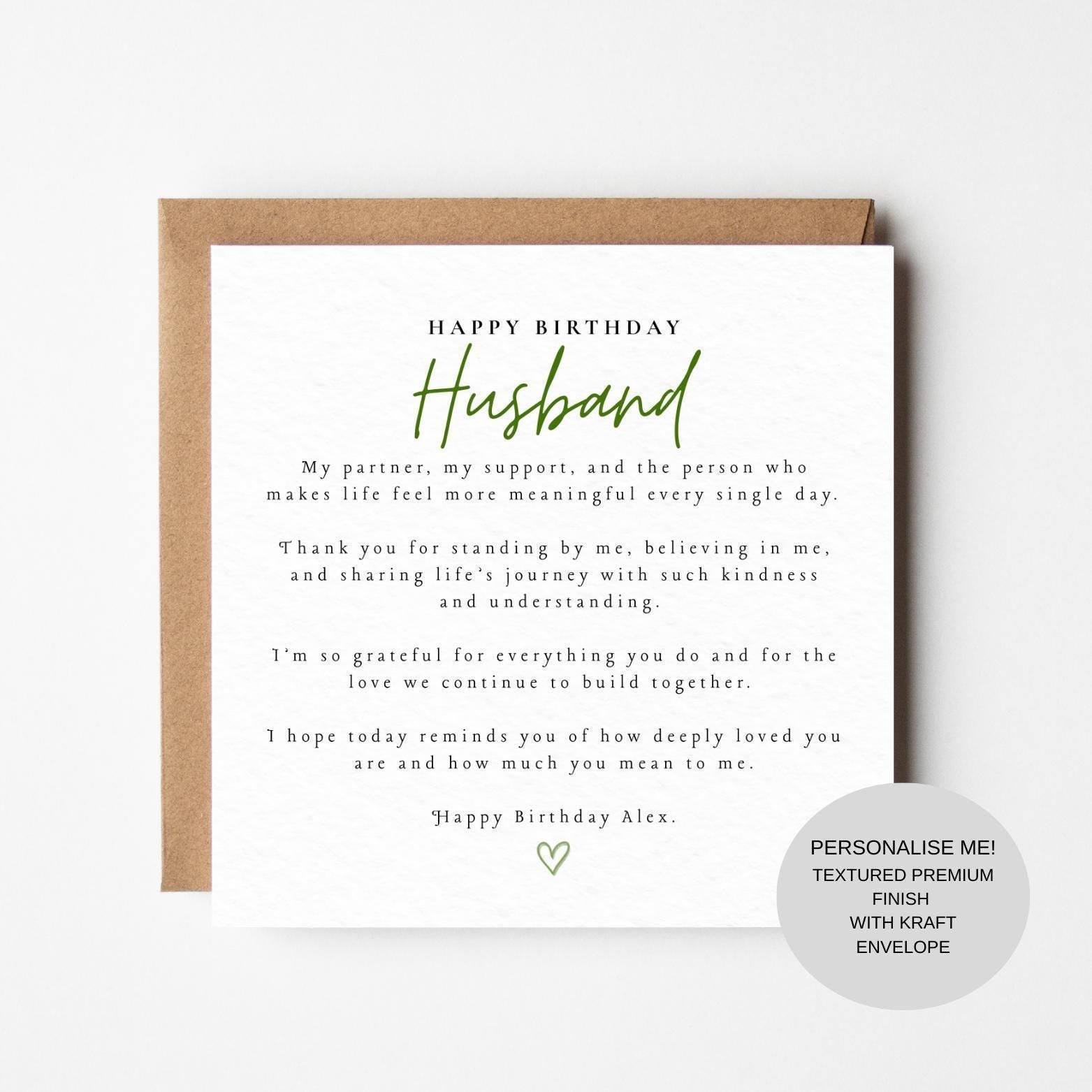Husband Birthday Keepsake Card | Romantic Words of Love | Meaningful Greeting Card