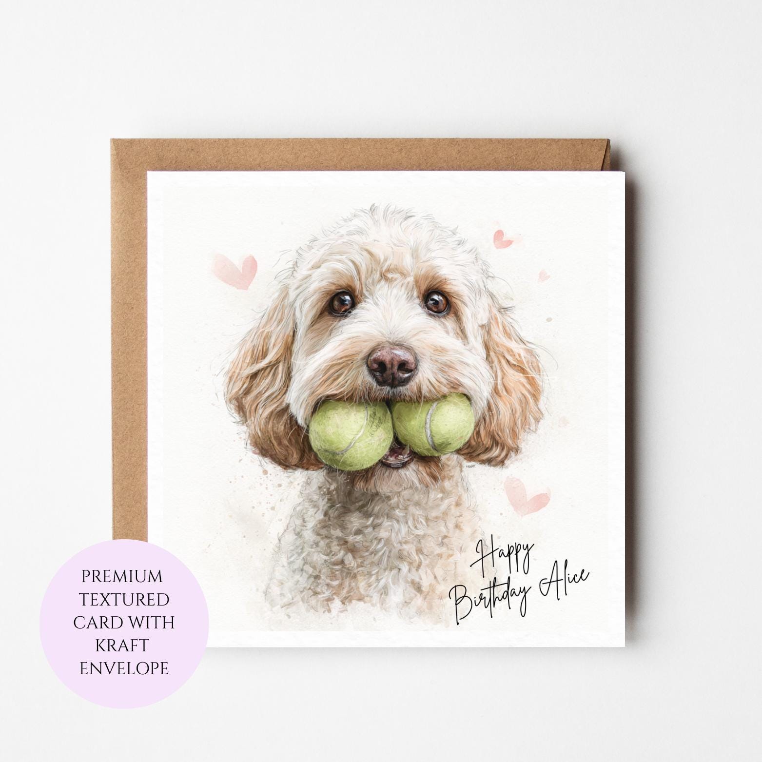 Cavapoo Birthday Card: Dog Lover Design, Textured Cardstock (Blank Inside)