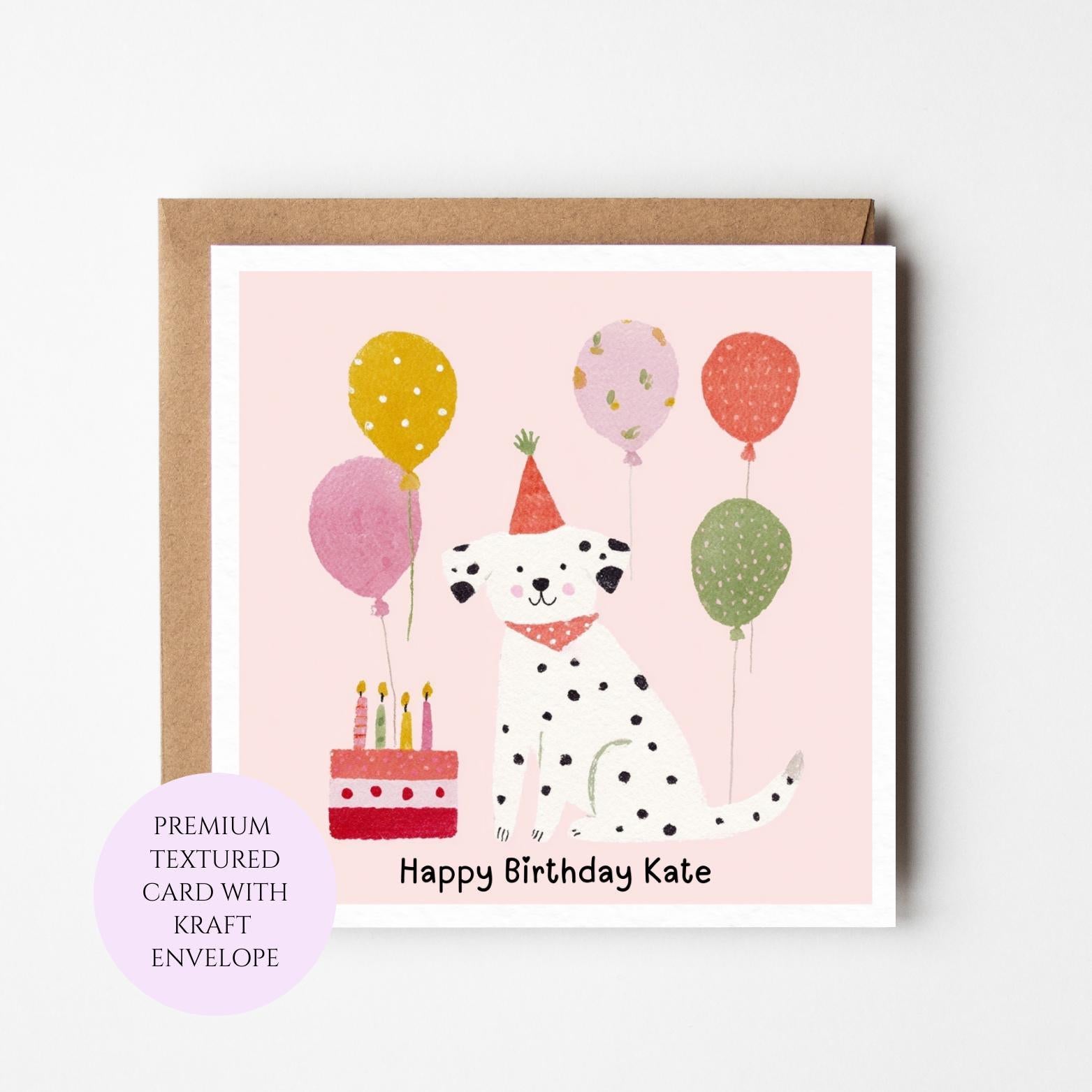 Dalmatian Birthday Card for Dog Lover, Illustrated Greeting