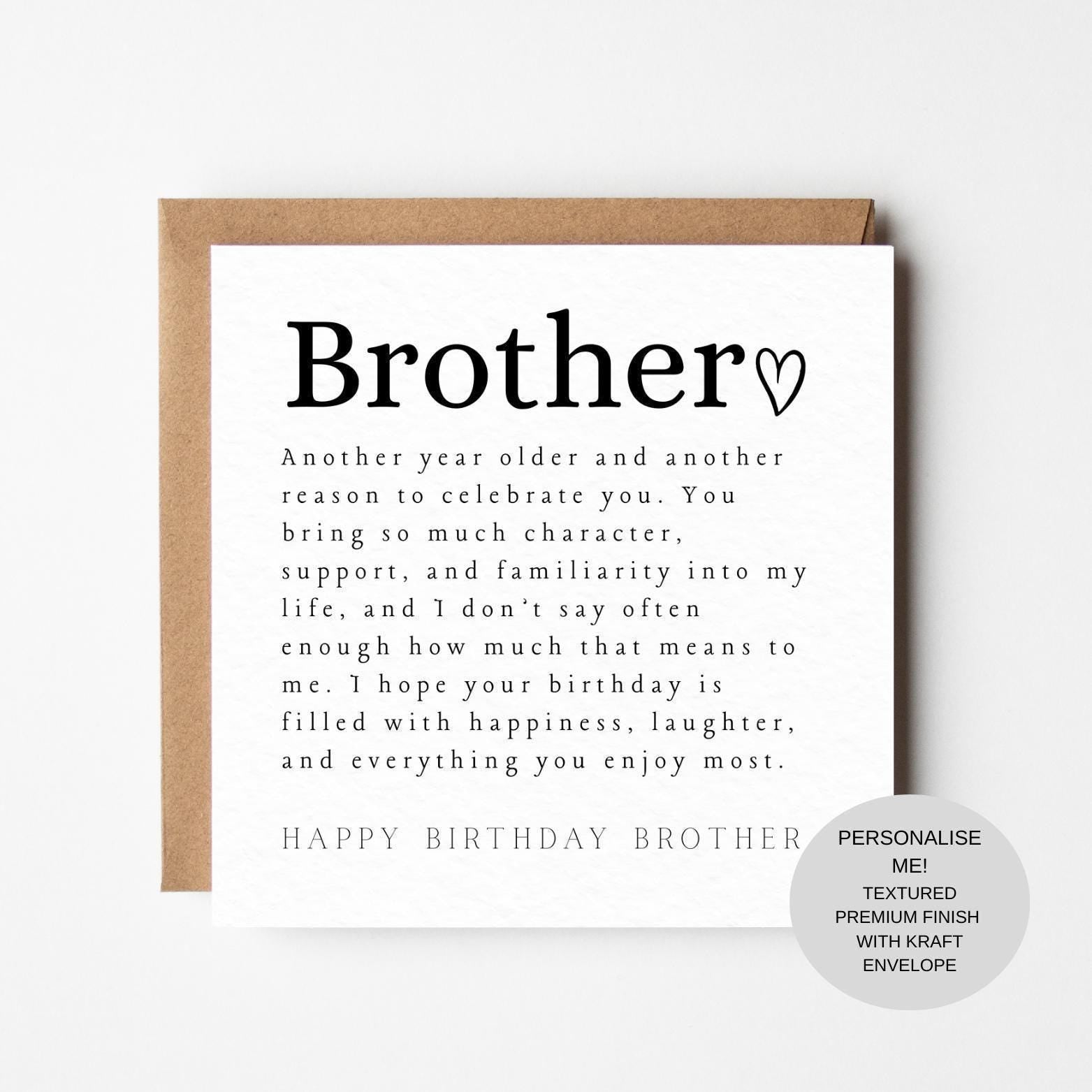 Special Birthday Card for Brother | Heartfelt Words | Keepsake Memory Card