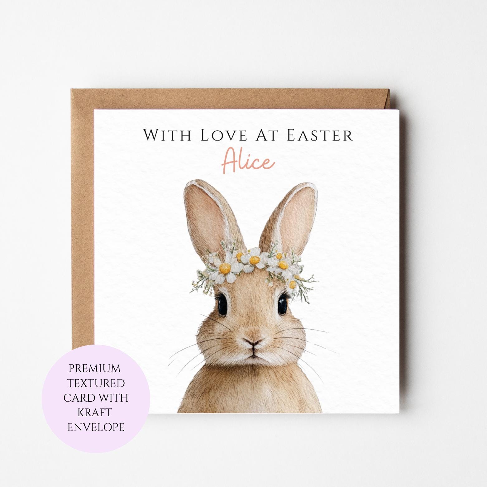 Personalised Easter Bunny Flower Crown Card