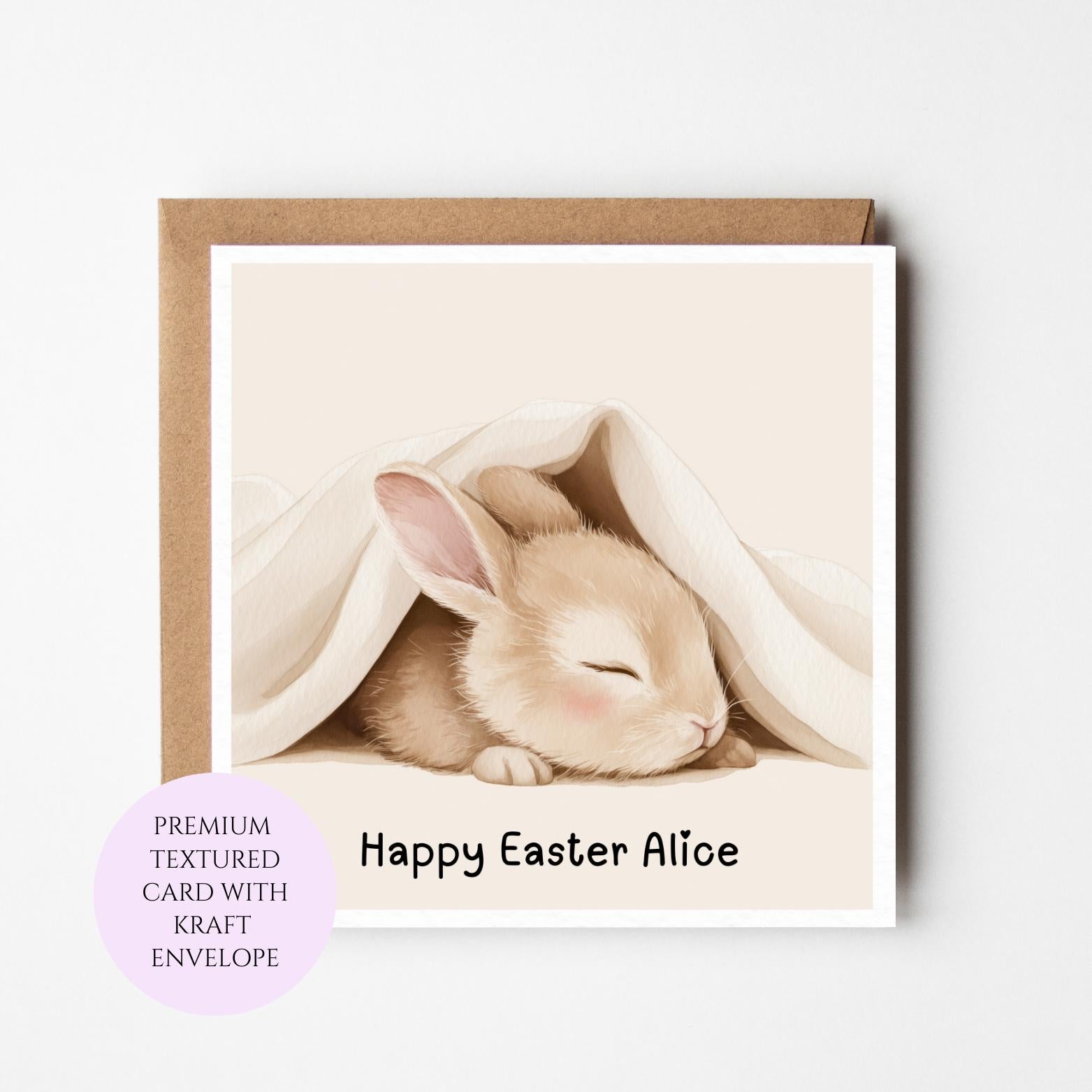 Personalised Sleeping Bunny Easter Card
