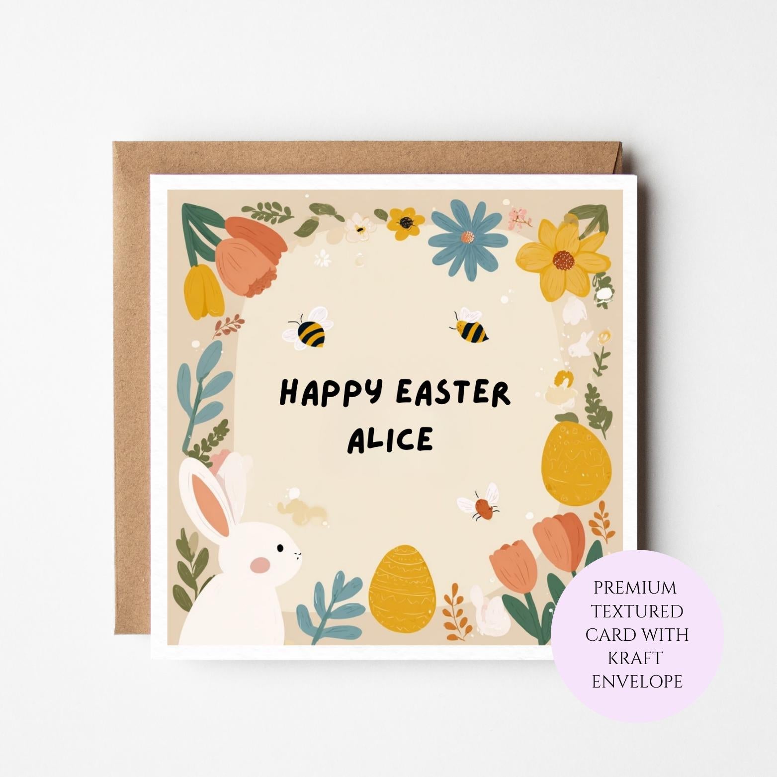 Personalised Bunny Garden Easter Card