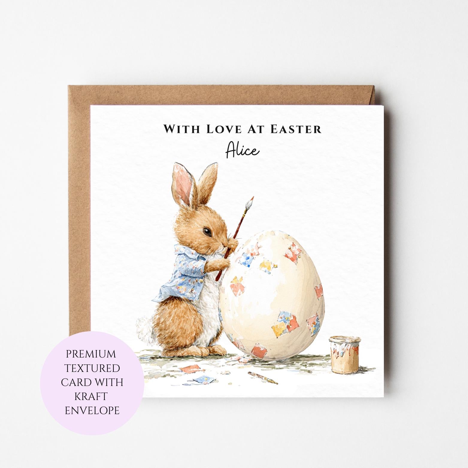 Personalised Bunny Painting Easter Egg Card