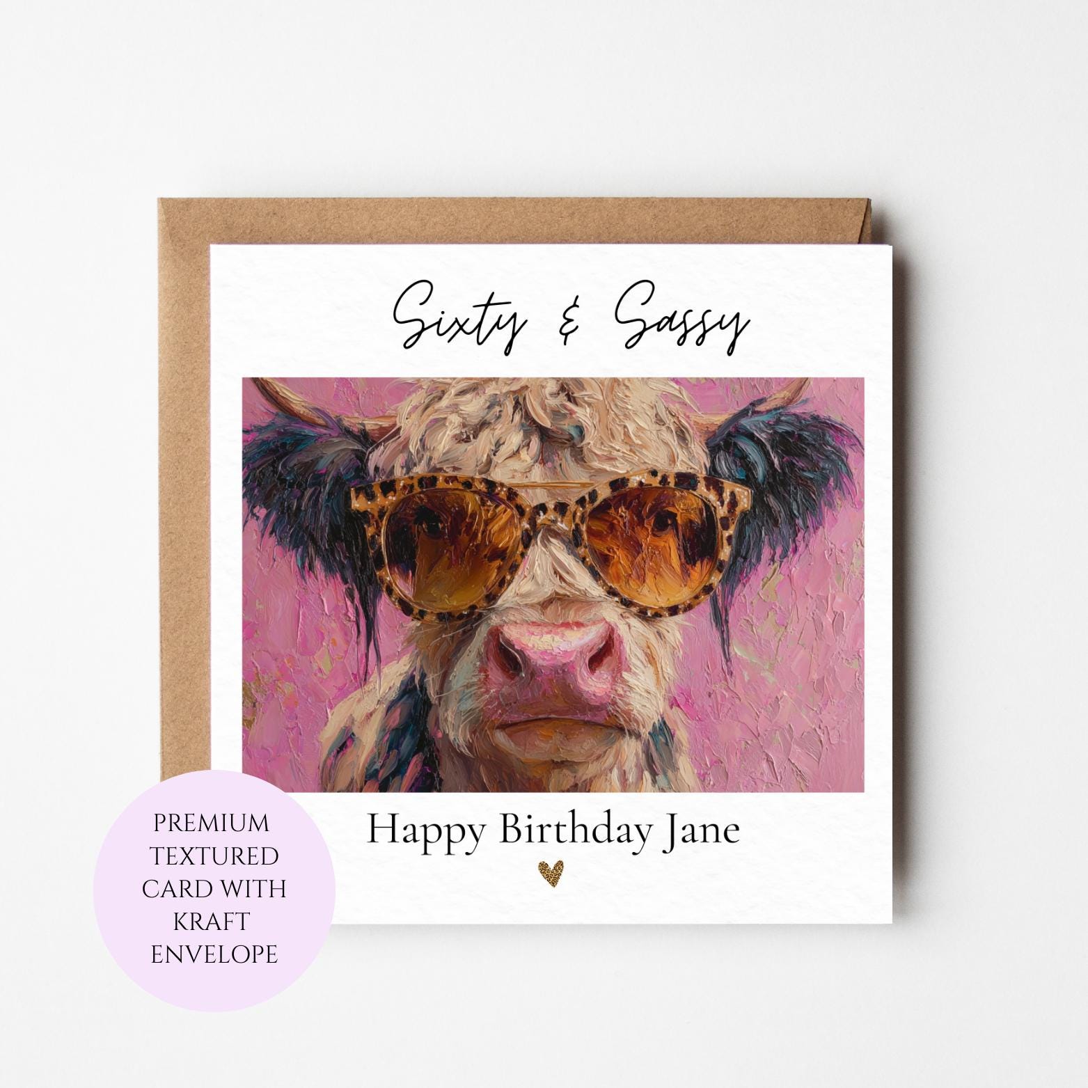 Sixty Sassy Cow Birthday Card, Funny Animal 60th Celebration Greeting