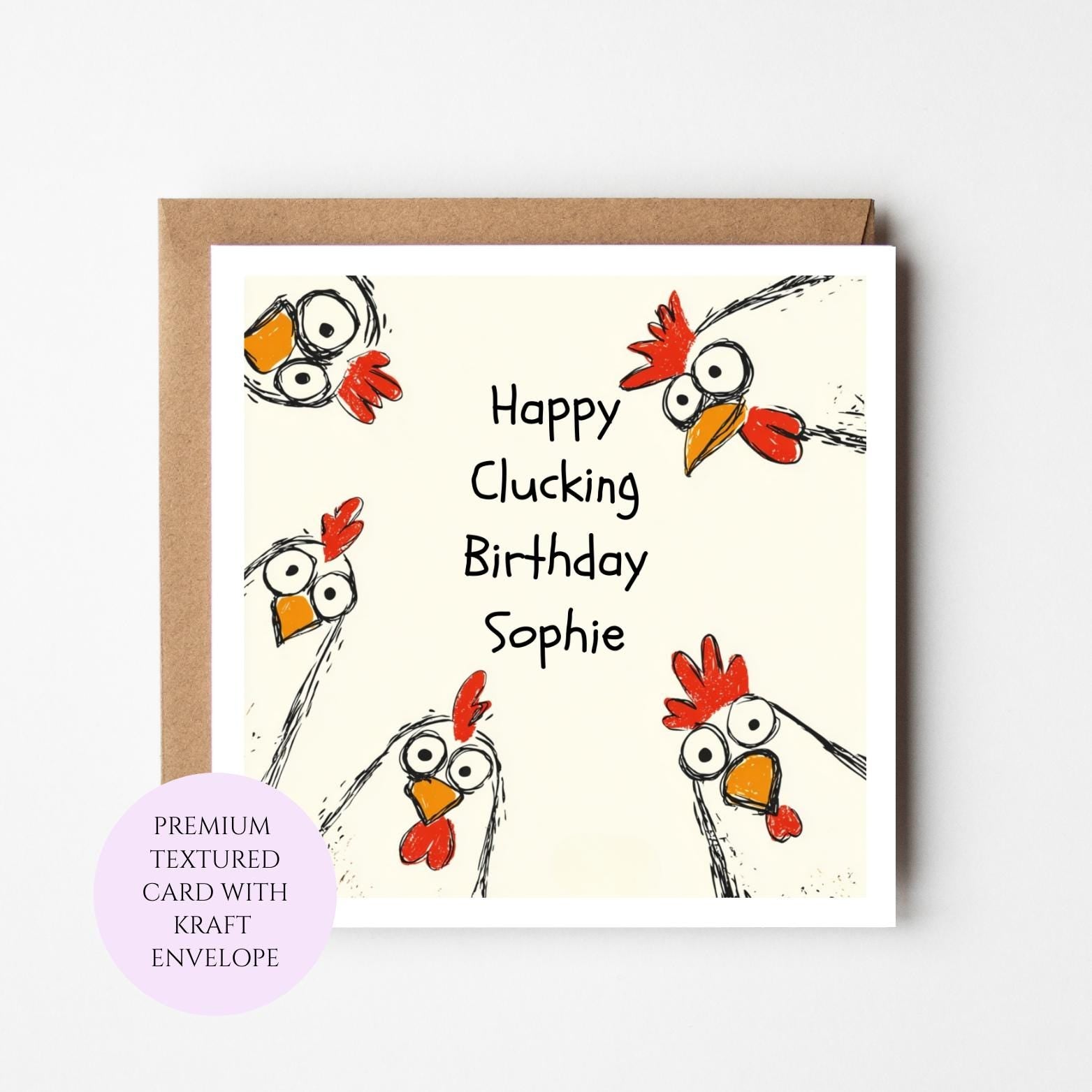 Funny Chicken Birthday Card, Whimsical Hen Greeting, Humorous Animal Lover Gift
