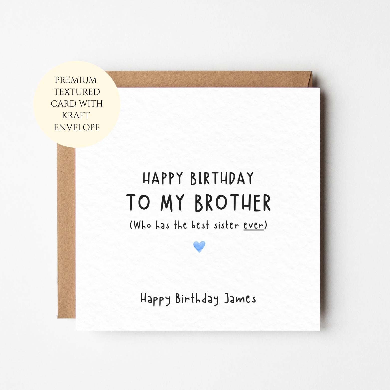 Personalised Birthday Card for Brother: Personalised from Sister