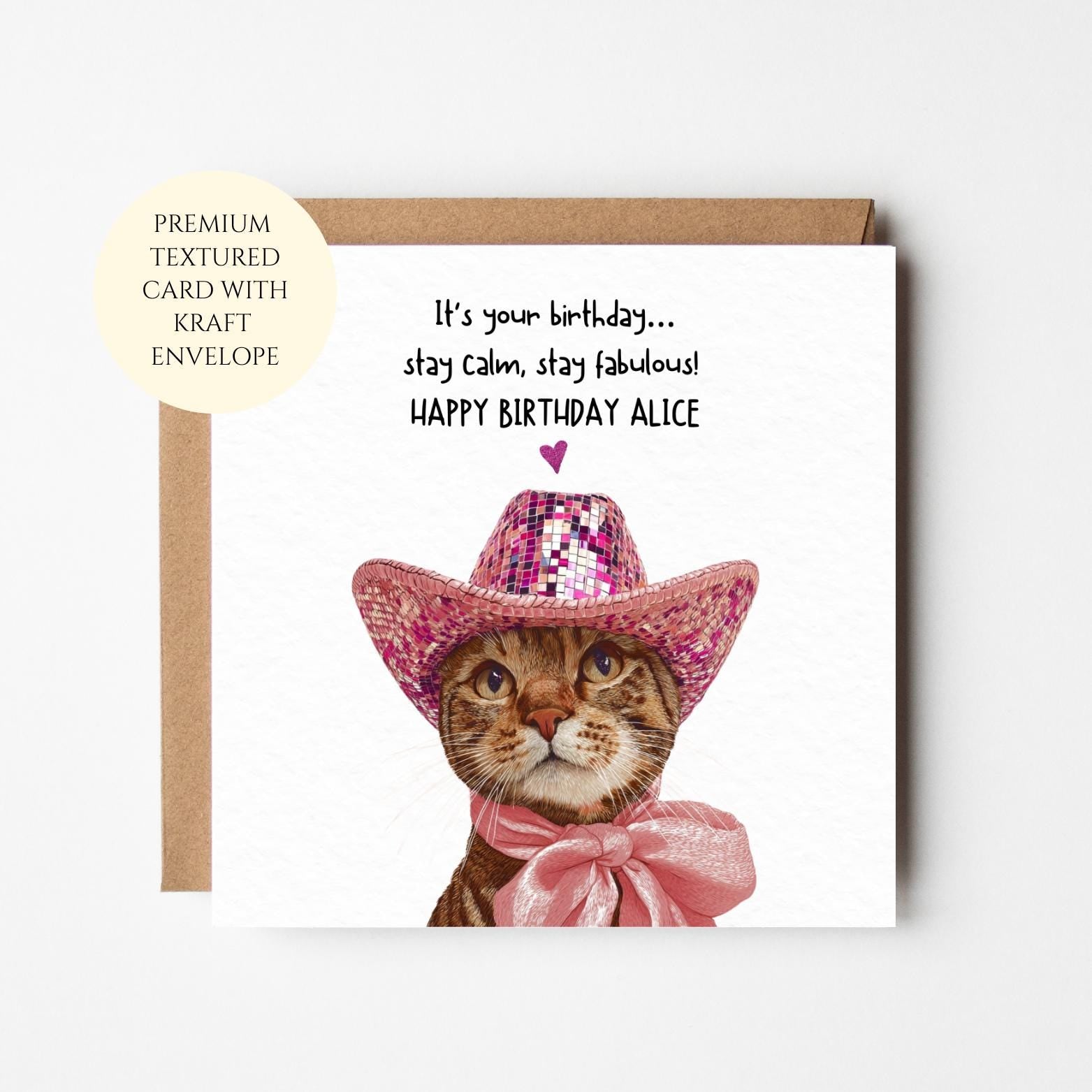 Cat Birthday Card: Humorous Design for Her