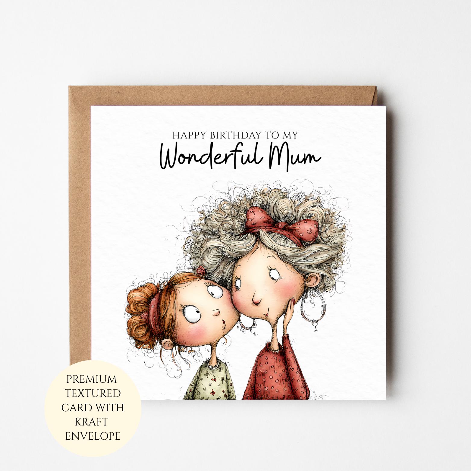Mum Birthday Card - Personalised from Daughter, Elegant Design