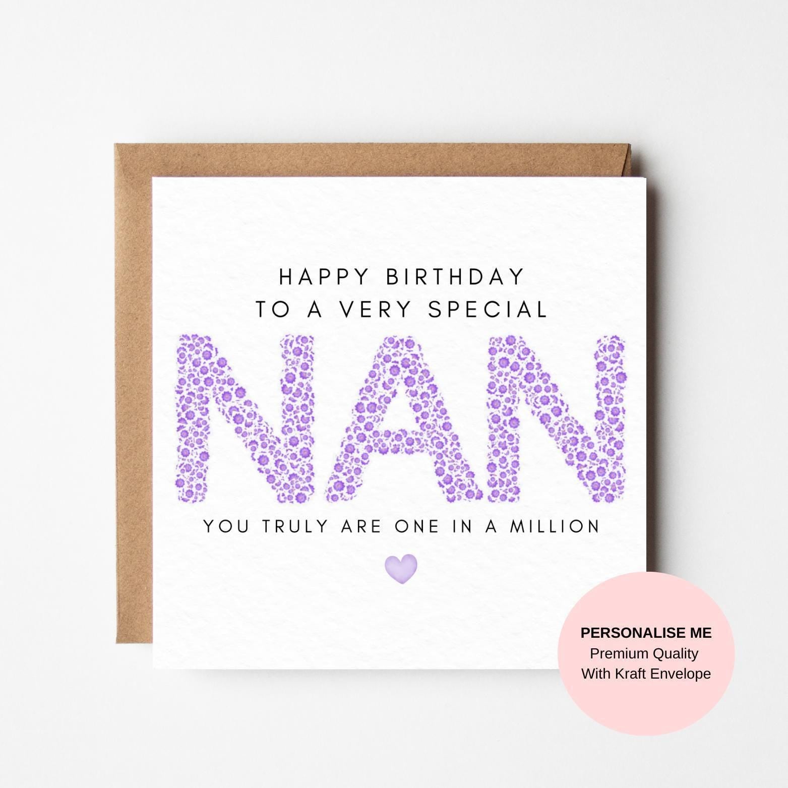 Nan Birthday Card – One in a Million Sentiment, Quality With Kraft Envelope