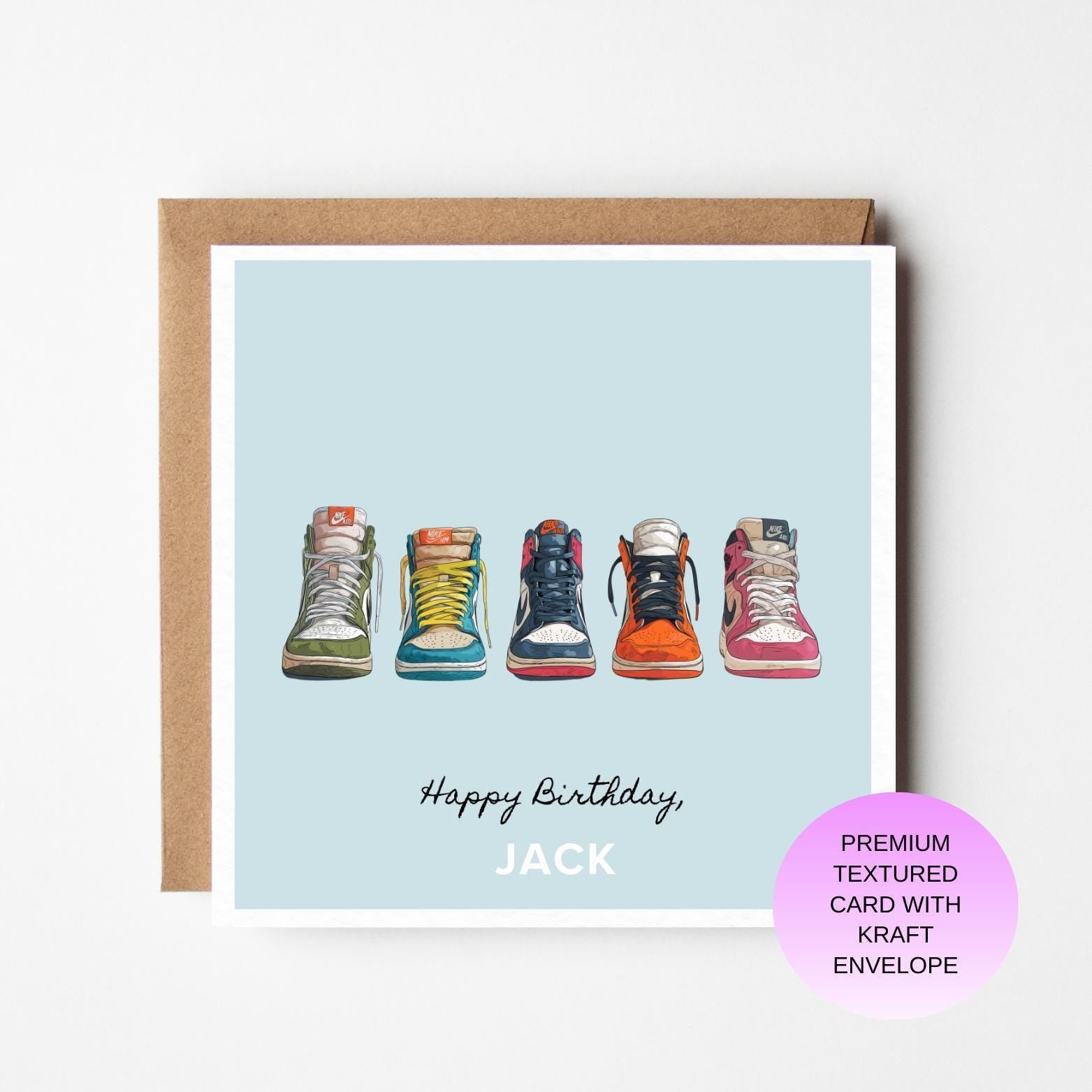 Sneaker Birthday Card – Colorful Trainer Lineup, Hypebeast Gift