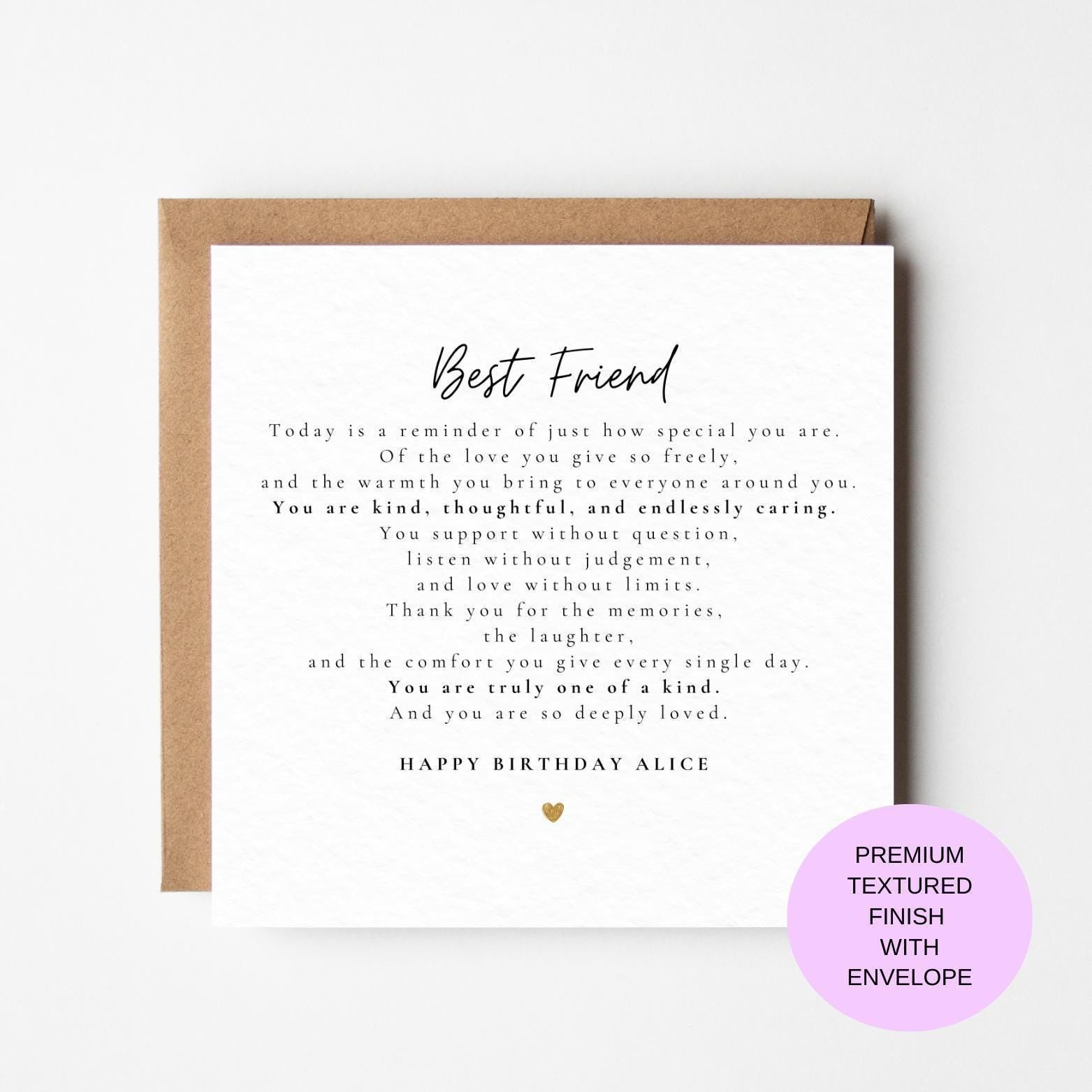 Friend Birthday Card – Heartfelt Message, Textured Cardstock (Envelope Included)
