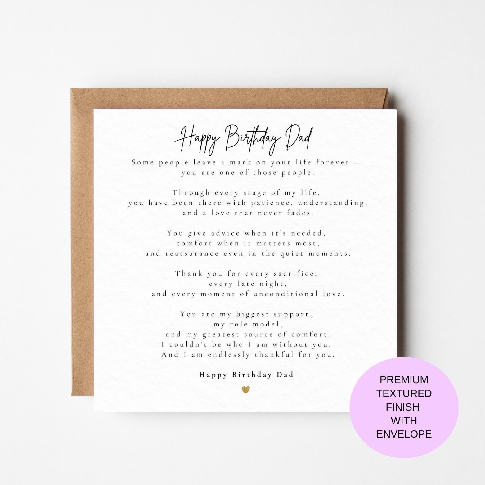 Heartfelt Birthday Card for Dad – Textured Cardstock, Kraft Envelope