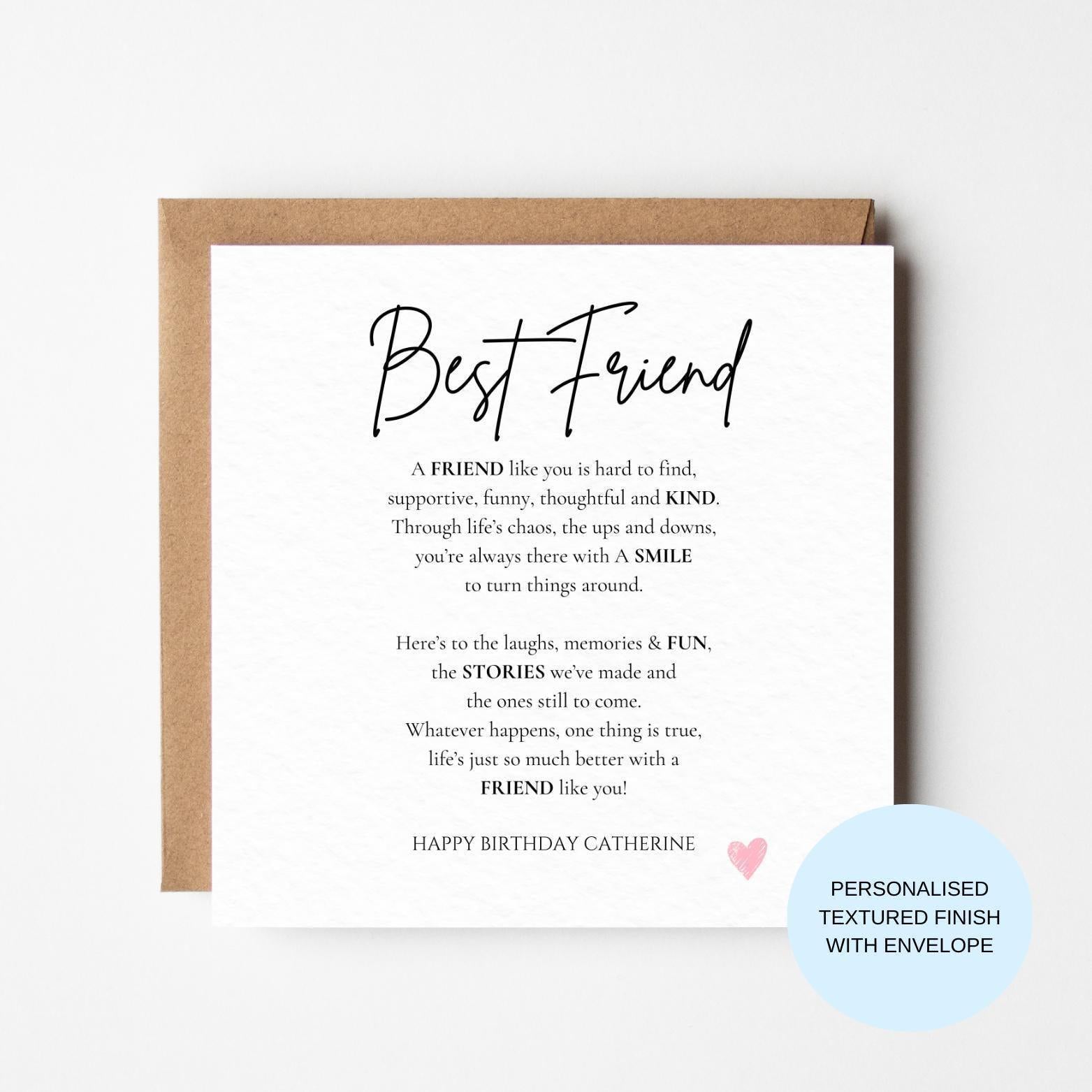 Personalised Friend Birthday Card | Definition Style Friendship Poem, Minimal Script