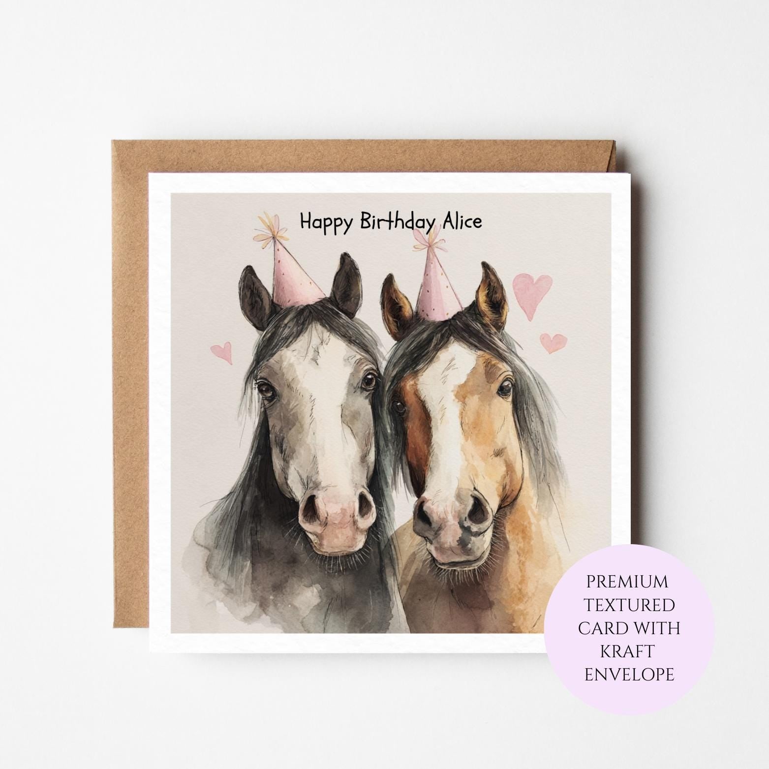 Horse Pair Birthday Card: Equestrian, Horse Lover Celebration