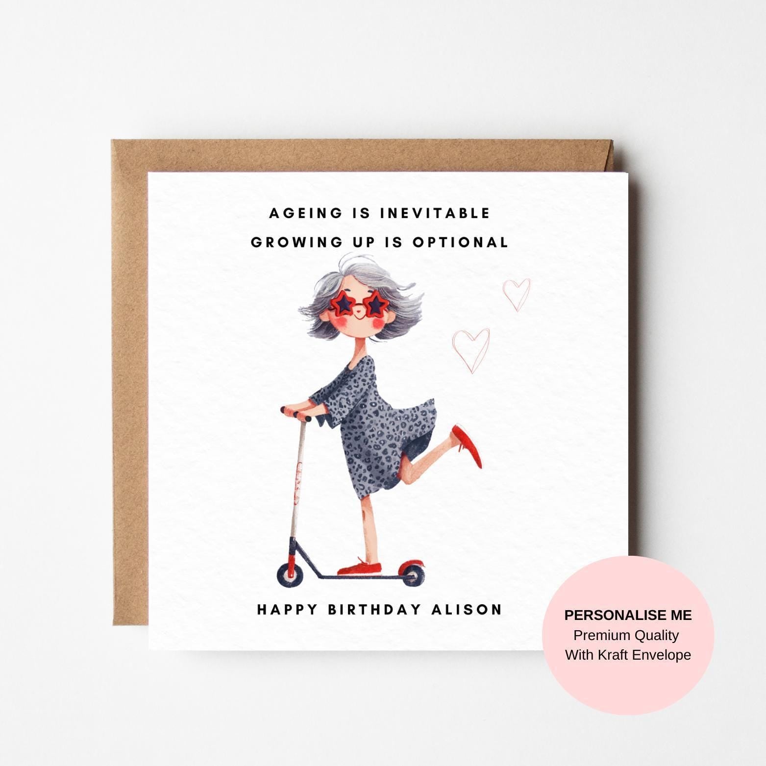 Birthday Card for Bestie: Funny Scooter Illustration - Customizable