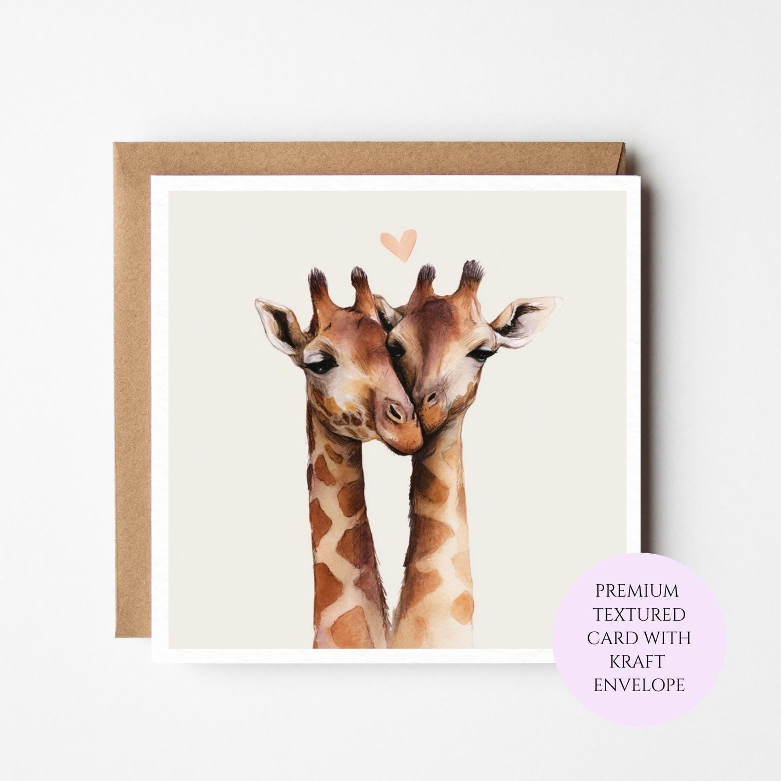 Giraffe Couple Birthday Card: Wildlife Safari Animal Greeting