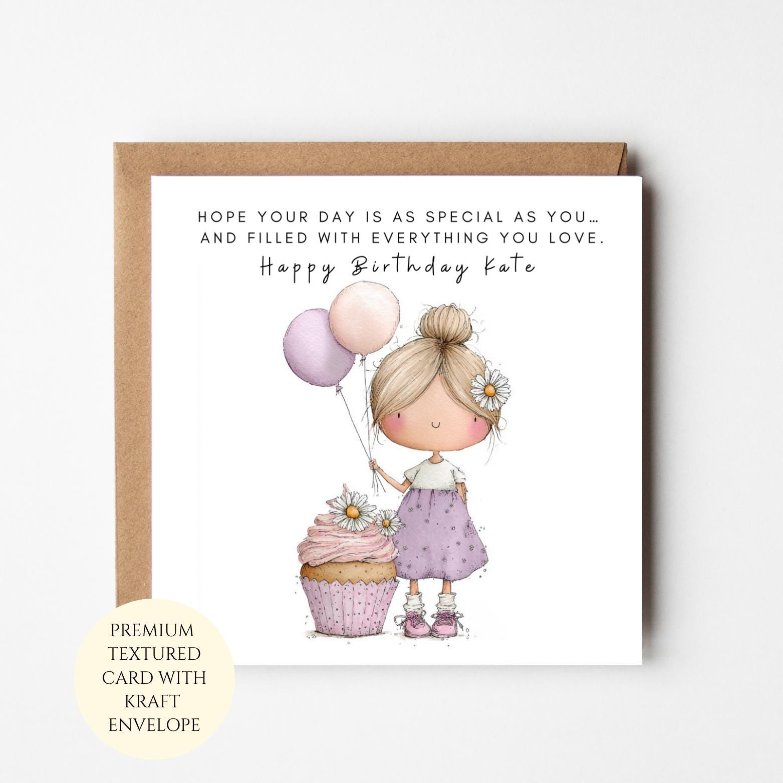 Personalised Cupcake Birthday Card for Girls, Sweet Treat Celebration Card