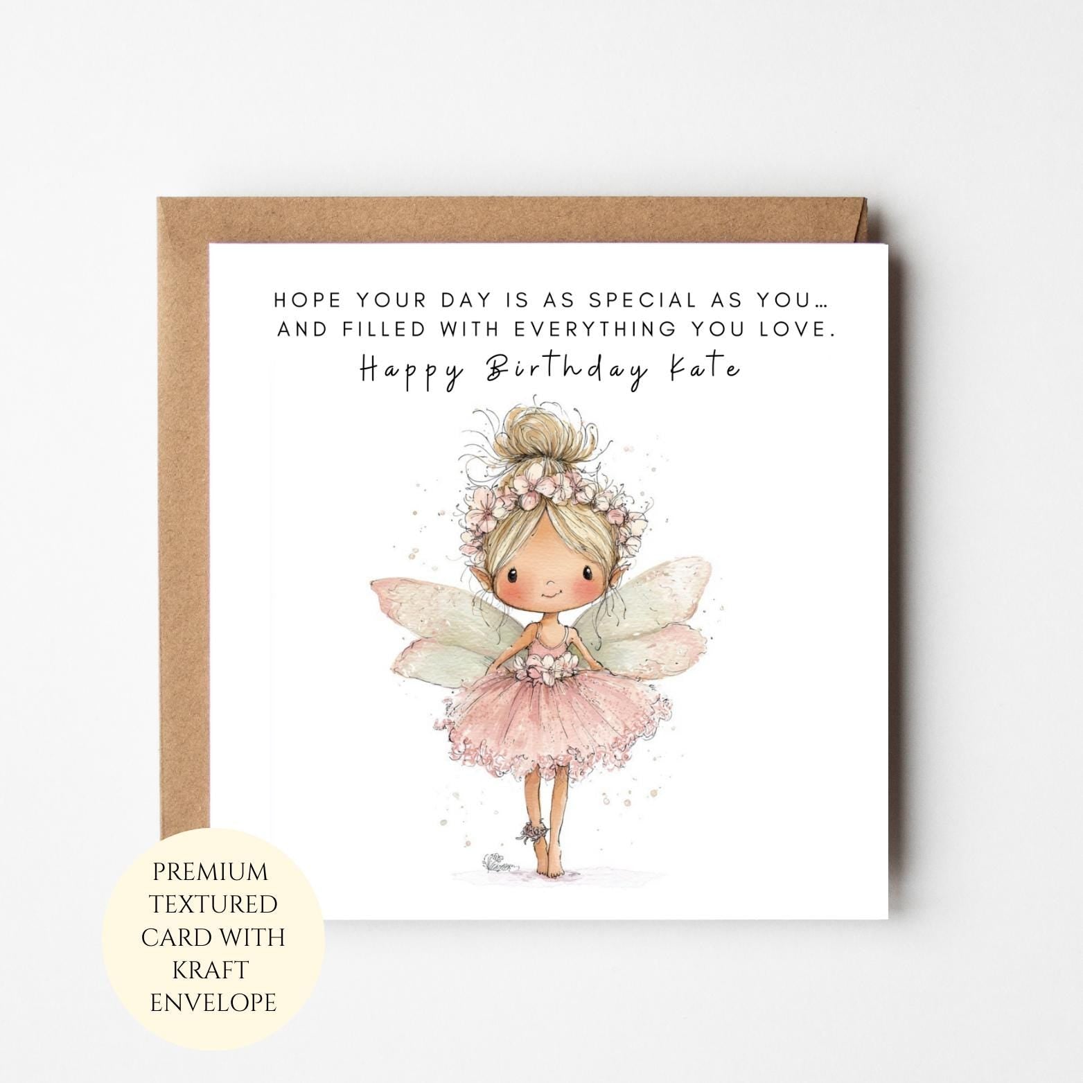 Personalised Fairy Birthday Card for Her – Whimsical Girl Illustration