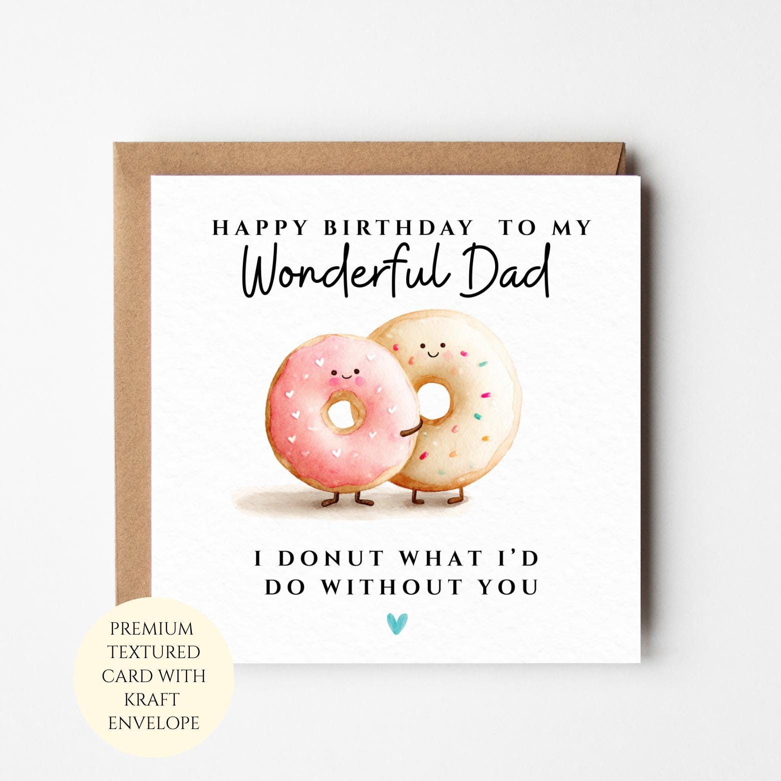 Personalised Dad Birthday Card: Daughter Son Gift, Donut Pun Card