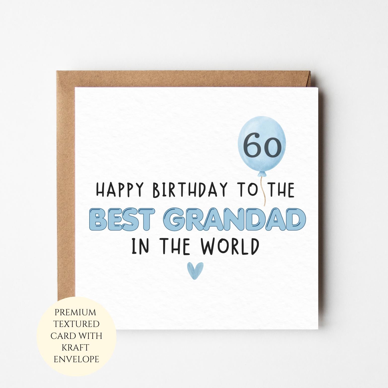 Personalised Grandad 60th Birthday Card From Grandchild – Any Age Textured Card