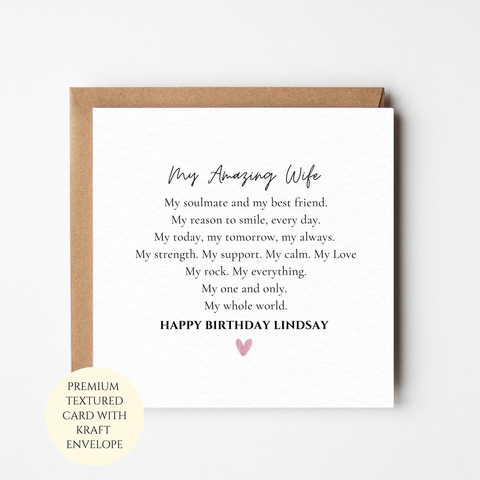 Personalised Romantic Birthday Card for Wife from Husband – Heartfelt Message