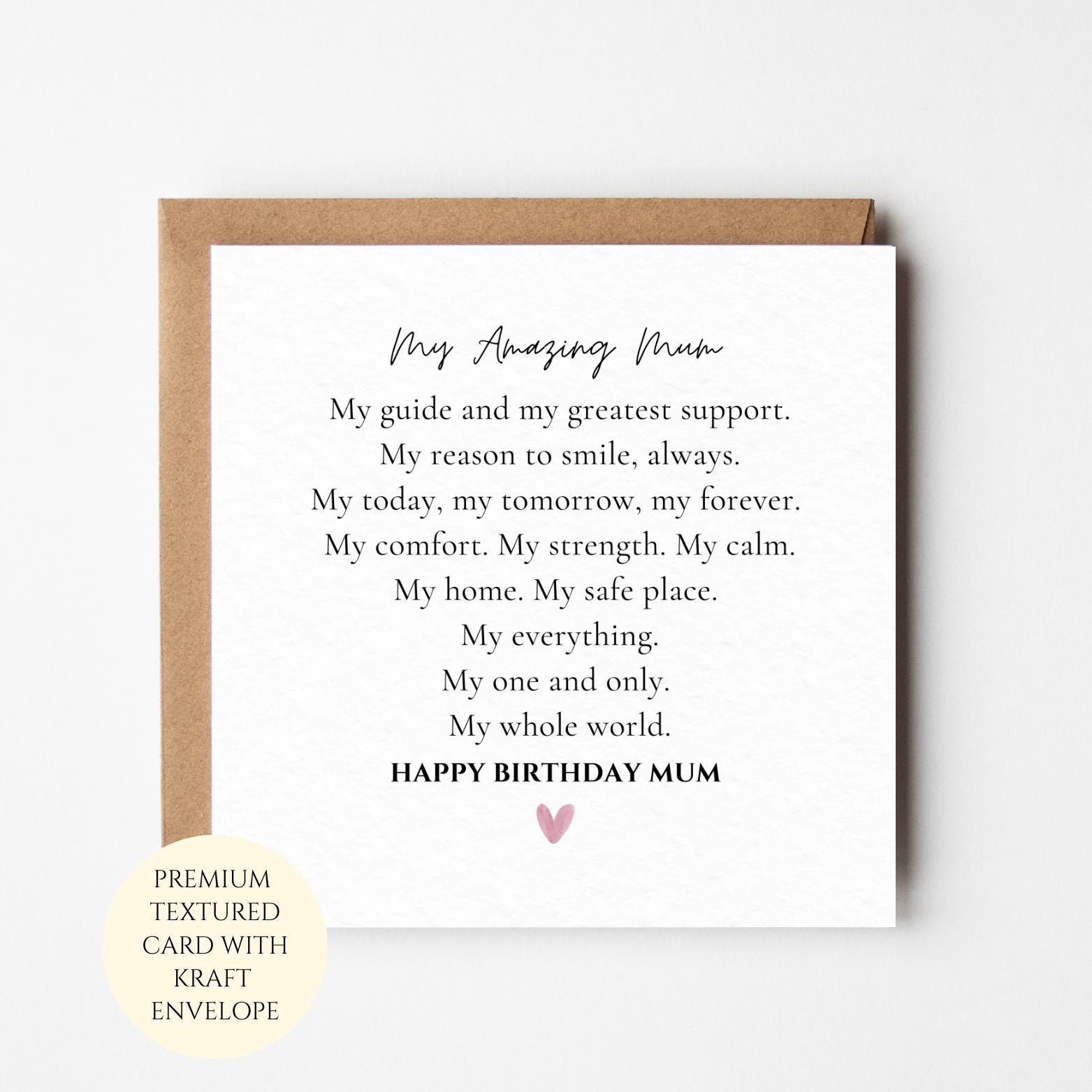 Personalised Floral Birthday Card for Mum from Daughter Son – Heartfelt Message