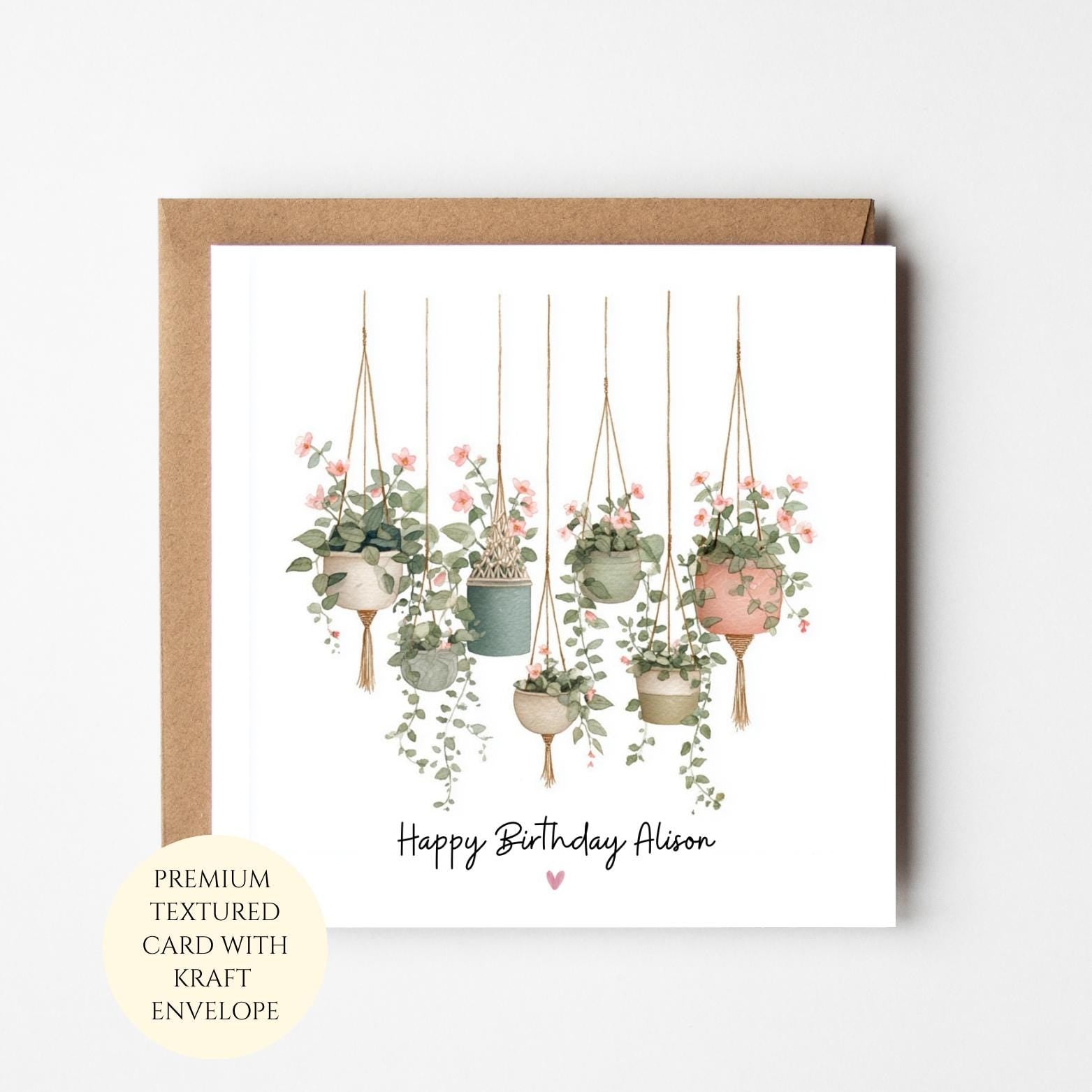 Personalised Floral Pots Birthday Card For Her Gardening Lover