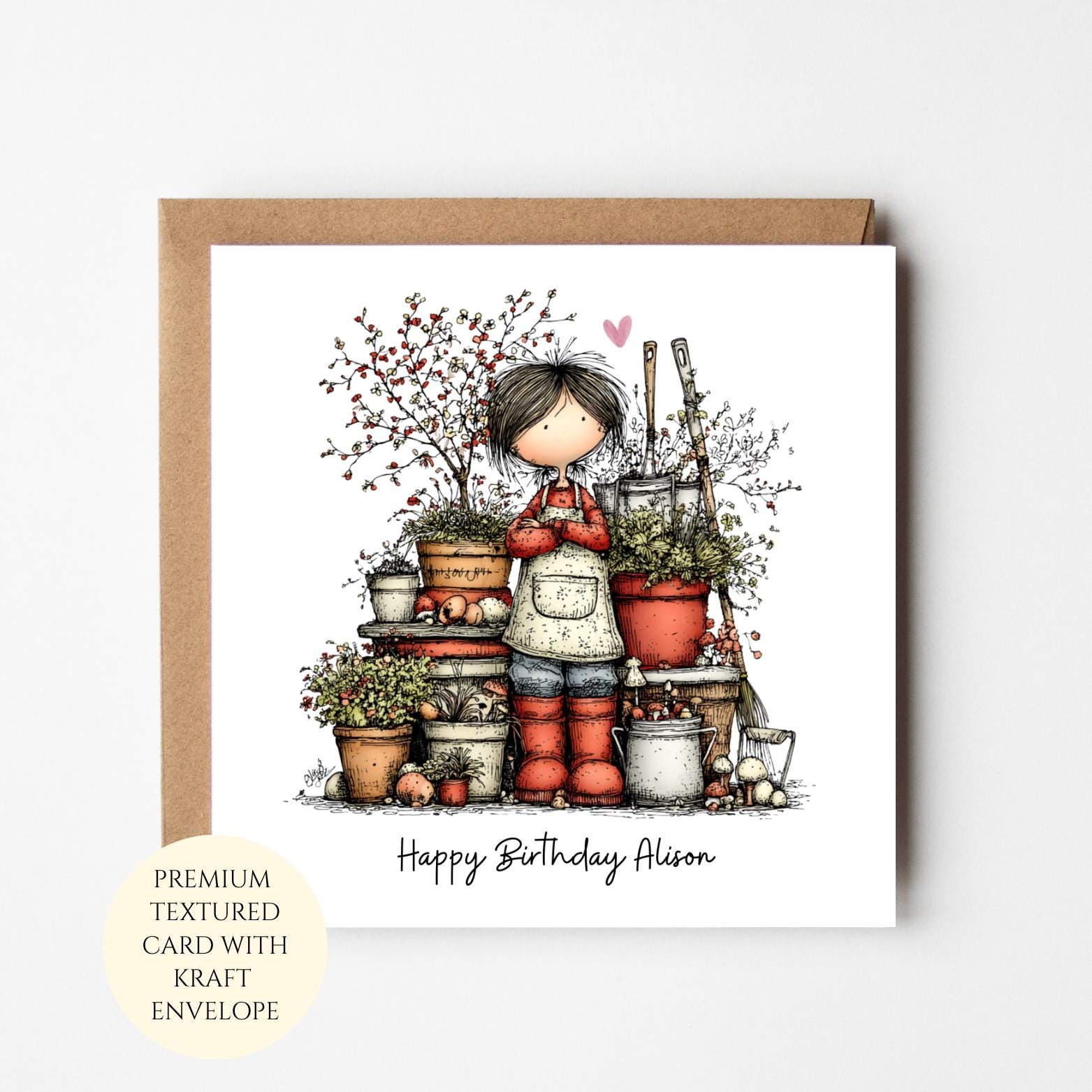 Personalised Garden Birthday Card: Floral Bouquet For Her, Flower Lover Gift