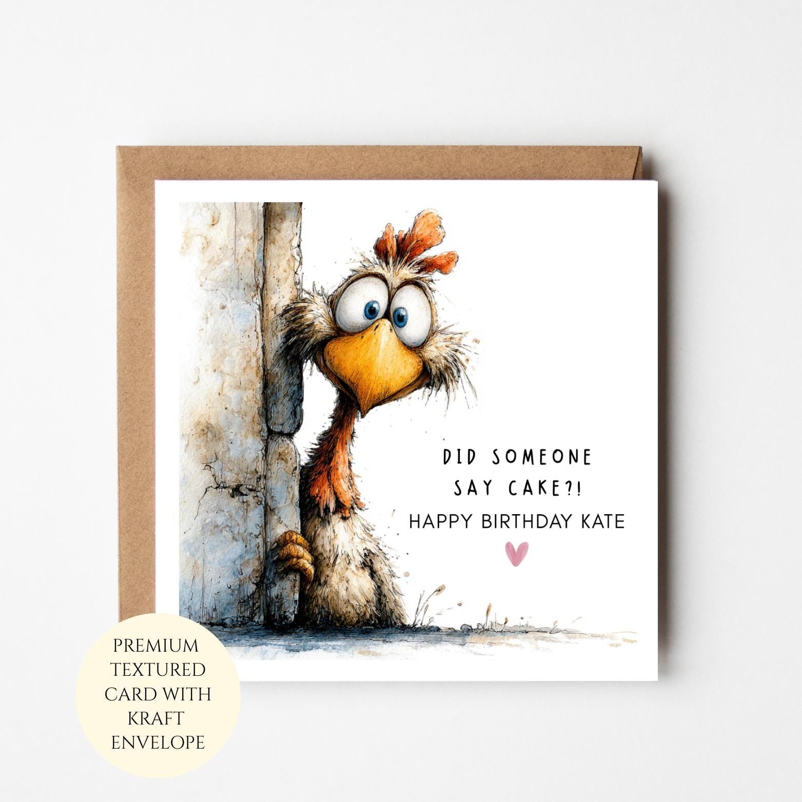 Funny Rooster Birthday Card: Personalised Farm Animal Greeting – Humorous Chicken Illustration